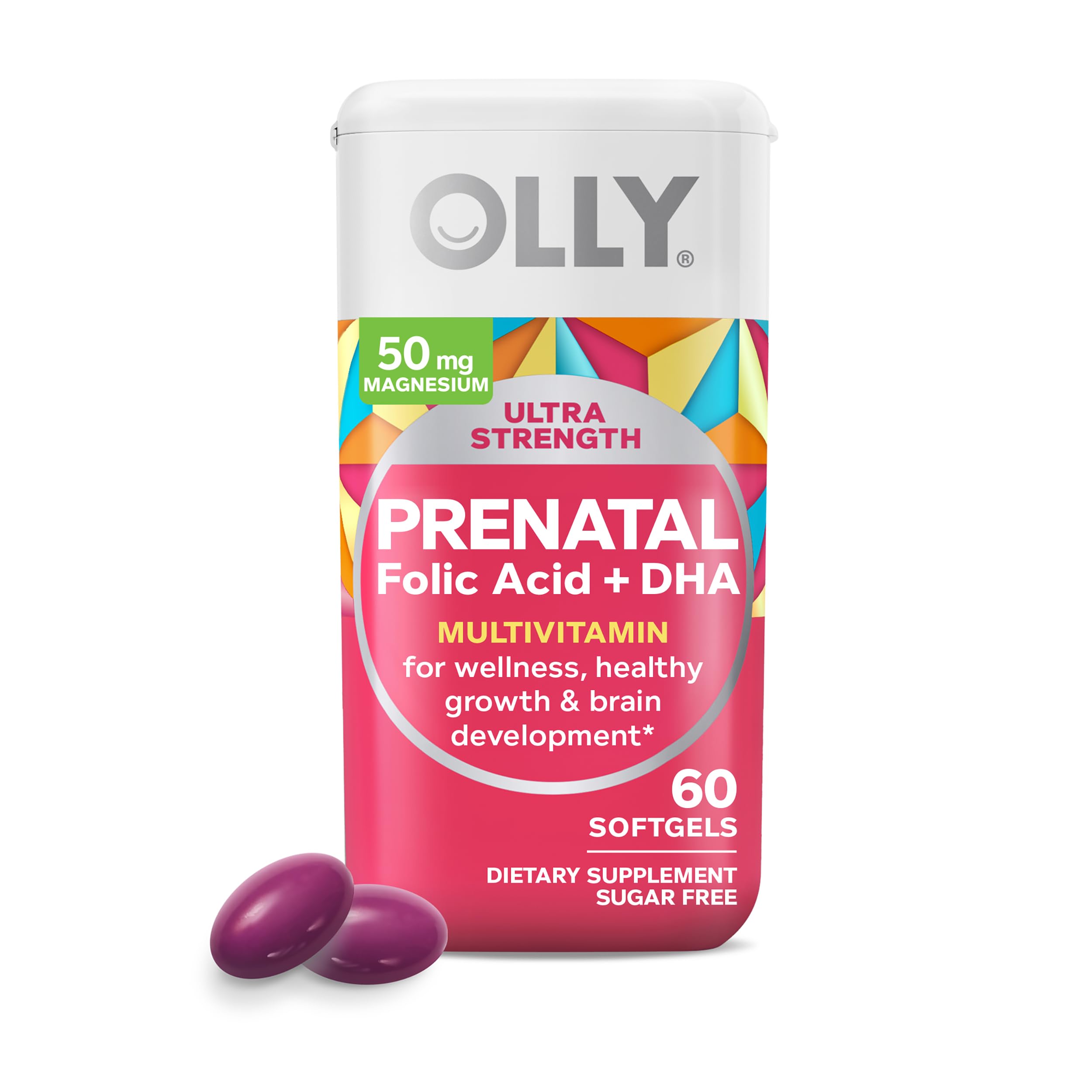 OLLY Ultra Strength Prenatal Multivitamin Softgels, Supports Healthy Growth, Brain Development OLLY