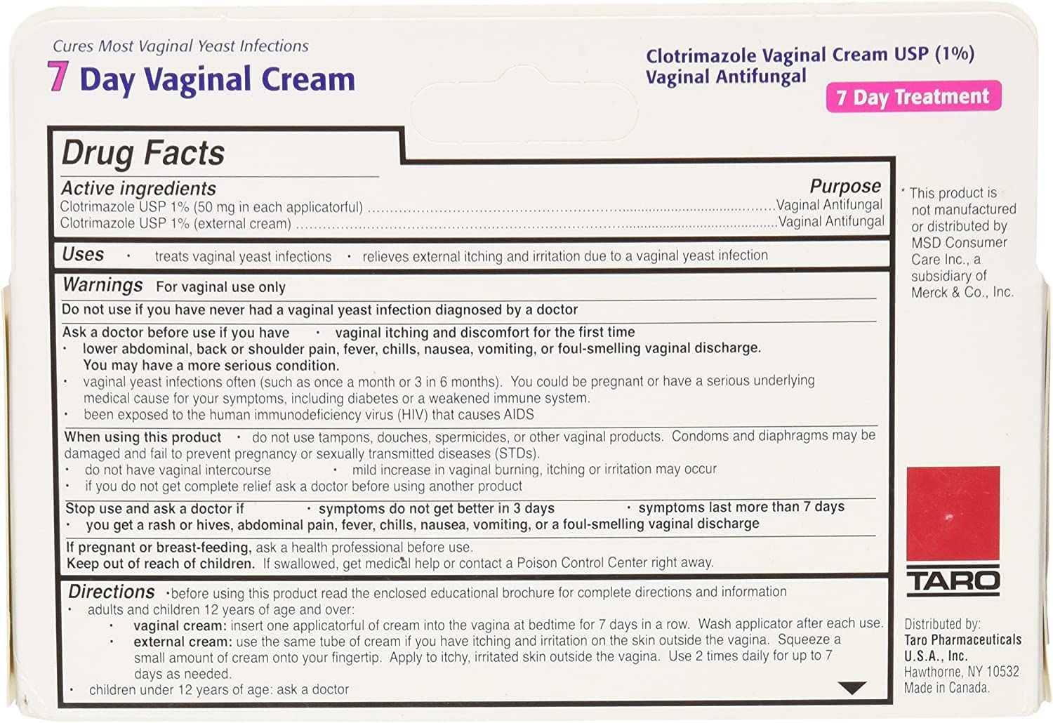 Taro Clotrimazole 7 Vaginal Cream 45 g (Pack of 8) - AB Mystery