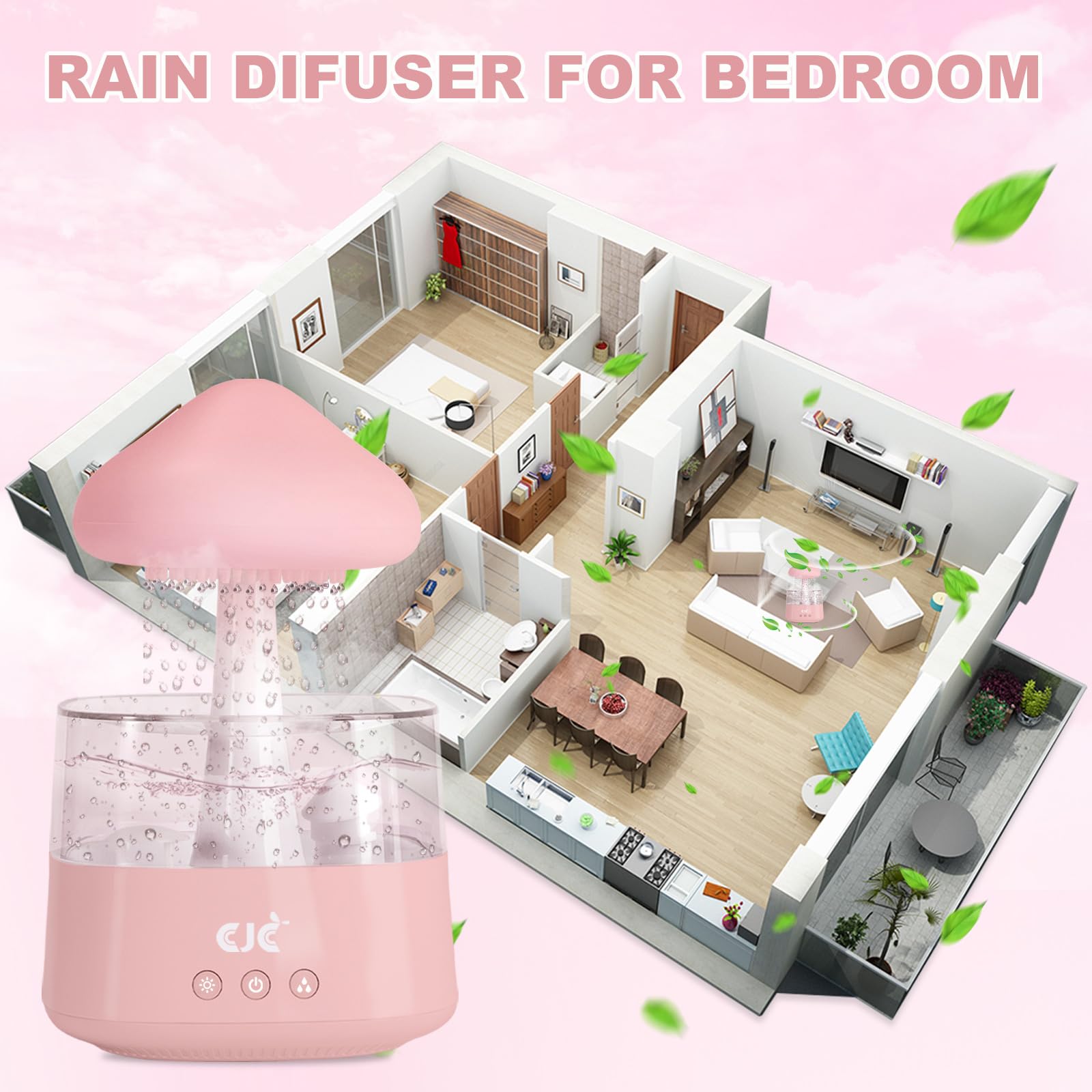Humidifiers for Bedroom, 7 Color-Changing Led Night Lights, Aromatherapy Essential Oil - AB Mystery