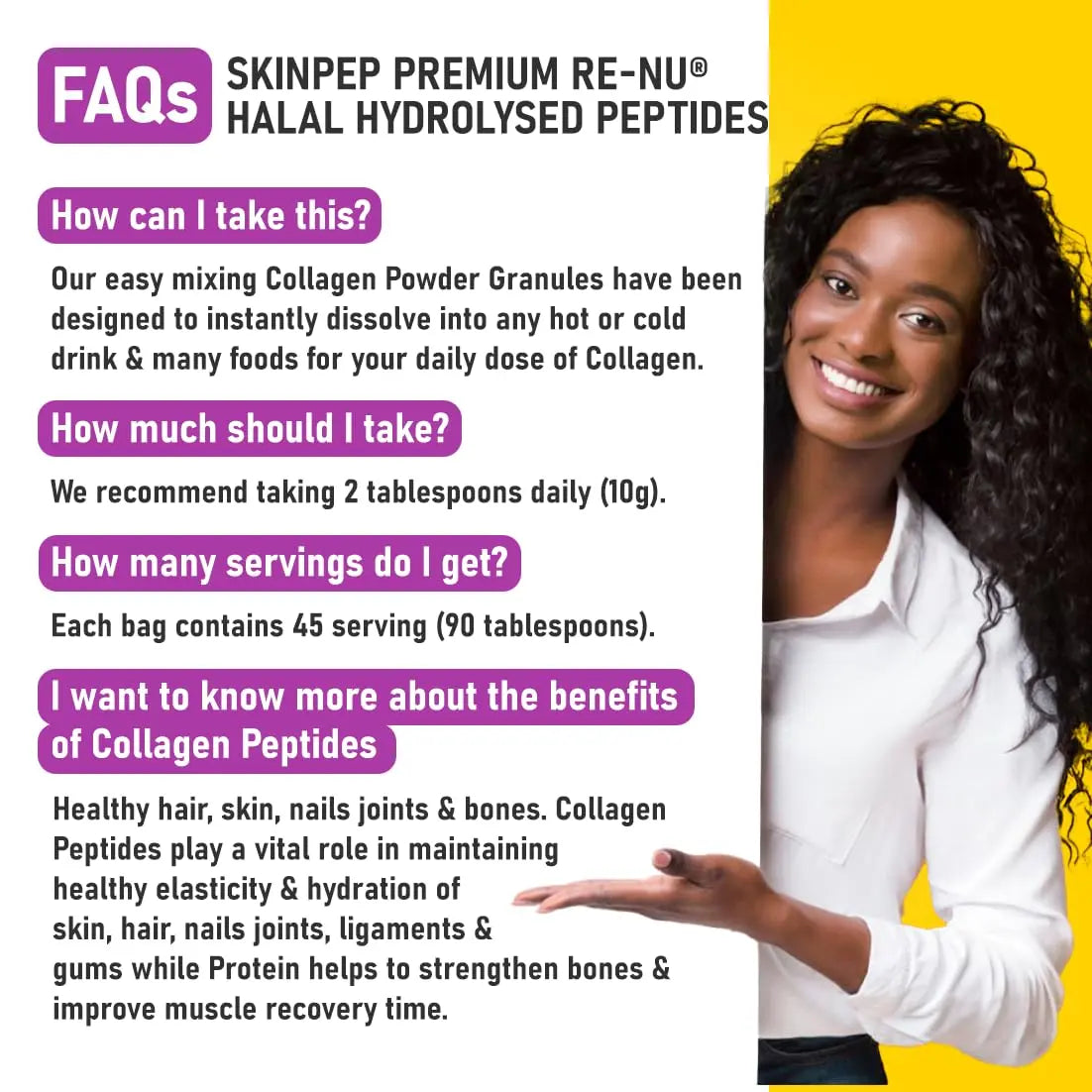 Collagen Powder, Ultra Premium Hydrolysed Bovine Collagen Peptides by SkinPep Skin Pep