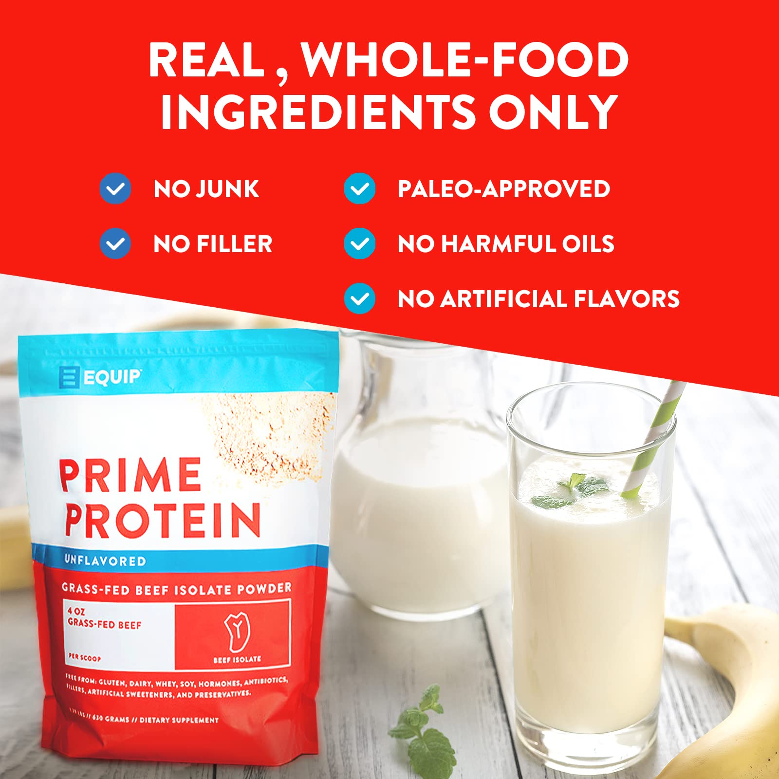 Equip Foods Prime Protein - Grass Fed Beef Protein Powder Isolate - Paleo and Keto Friendl - AB Mystery