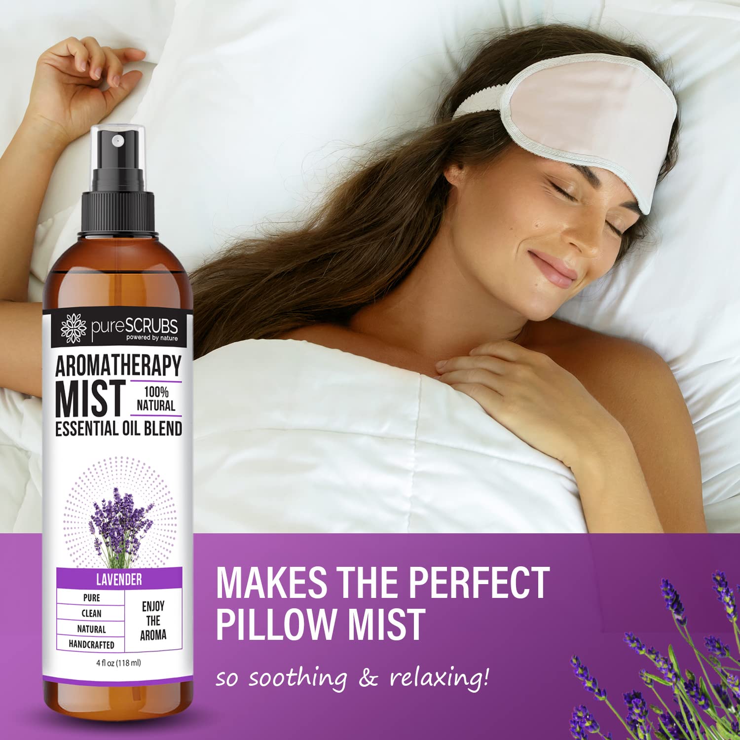 Shake, Mist & Enjoy - pureSCRUBS Premium Lavender Aromatherapy Spray Mist for Room, Body, Linens - AB Mystery
