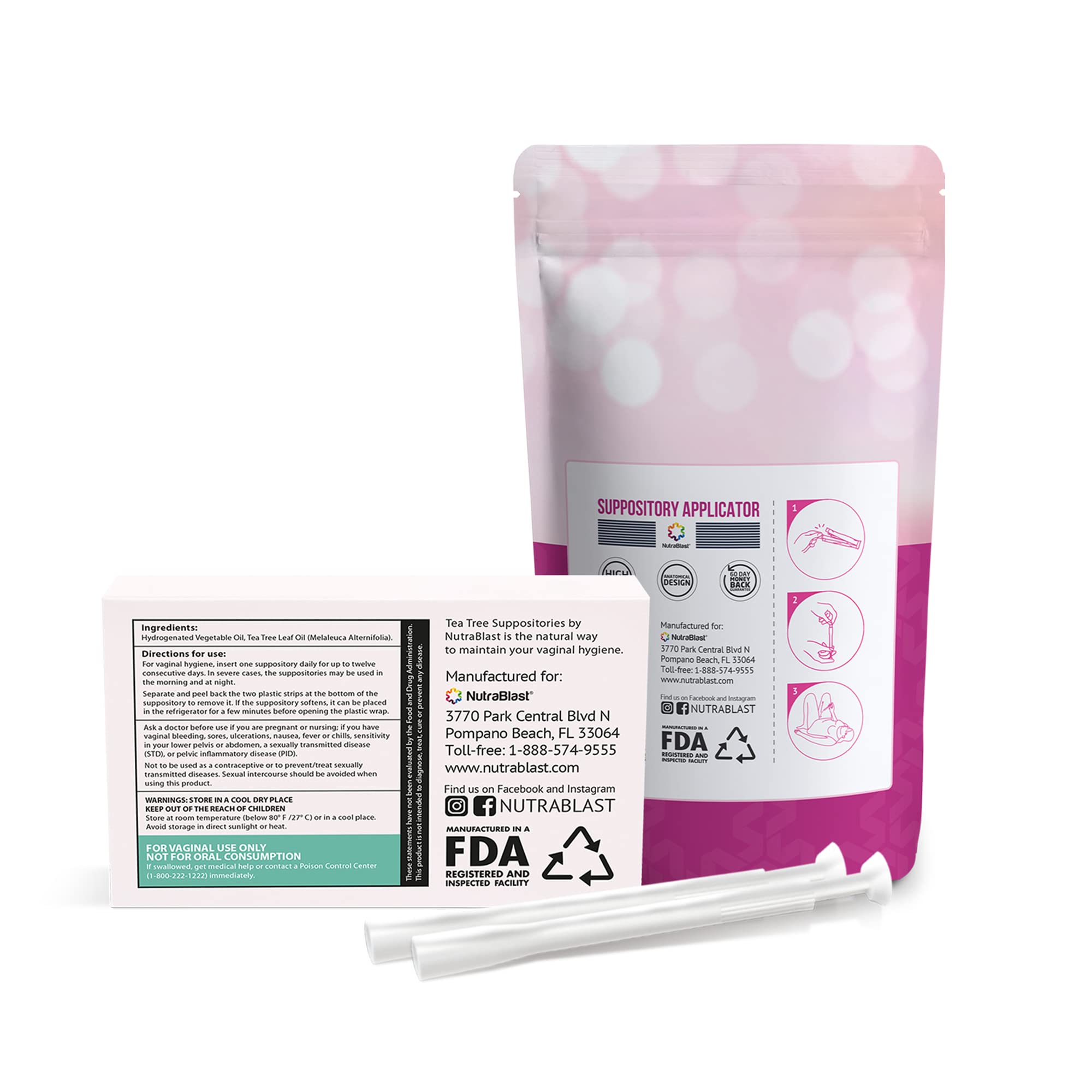 NutraBlast Tea Tree Oil Vaginal Suppositories w/Applicators - AB Mystery