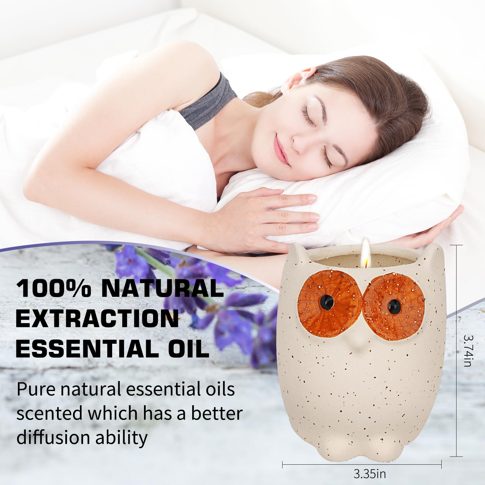 ETAKISH Lavender Scented Candle Gifts for Women, Cute Owl Highly Scented Aromatherapy Candle - AB Mystery