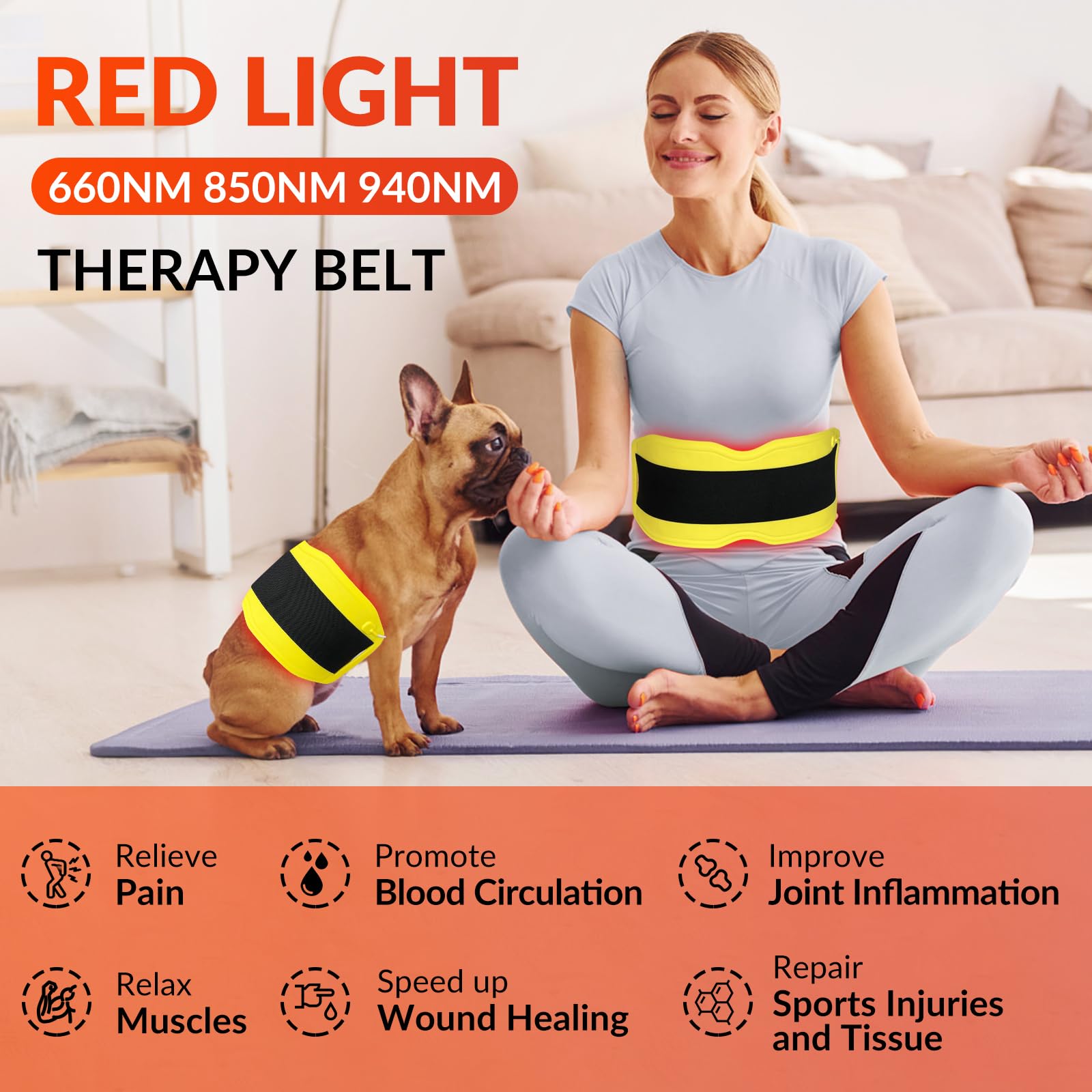 Fimem Red Light Therapy Belt 660nm 850nm 940nm, Red Light Therapy Device for Back, Infrared Light Therapy - AB Mystery
