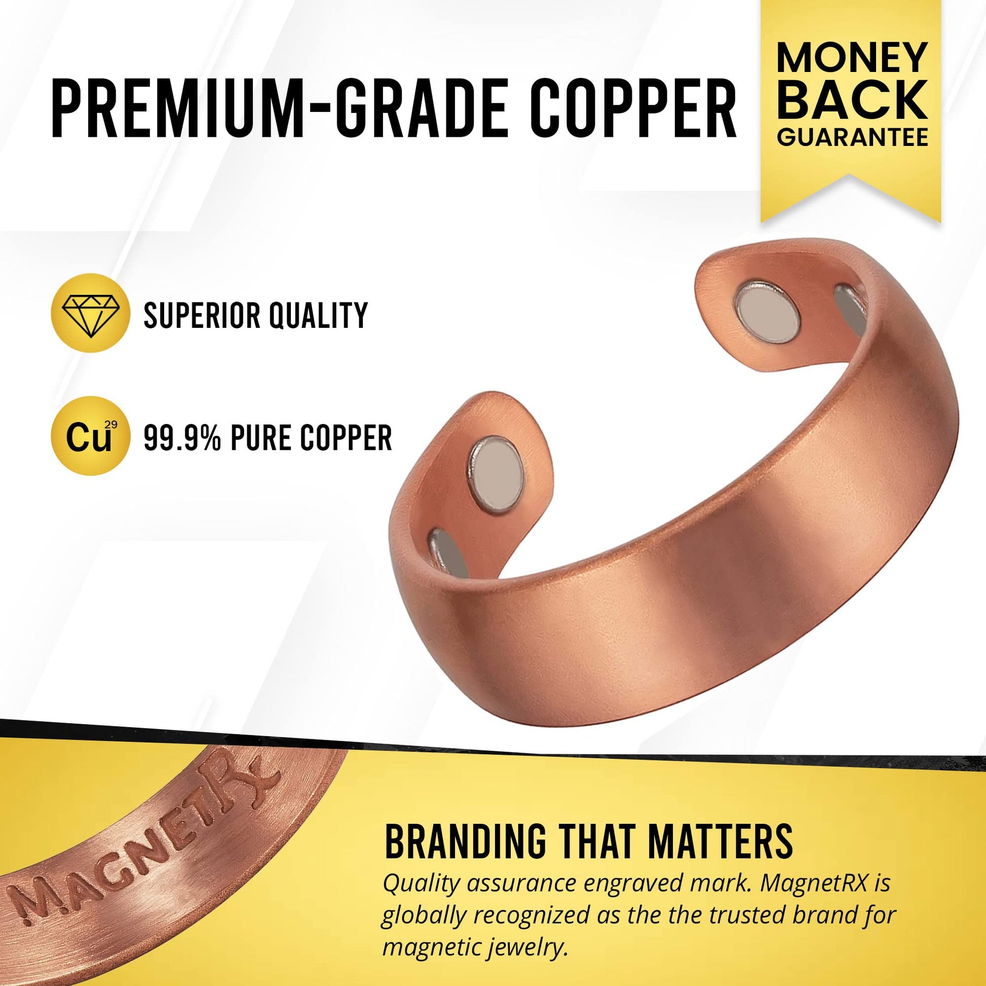 MagnetRX® Magnetic Copper Ring – Elegant Magnetic Rings – Copper Rings for Women & Men - AB Mystery