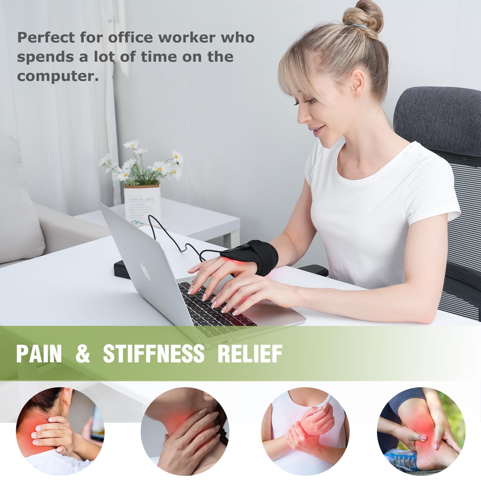 Rechargeable Red Light Therapy Neck Shoulder, Infrared Light Therapy for Body Pain Relief, Portable Red Light - AB Mystery