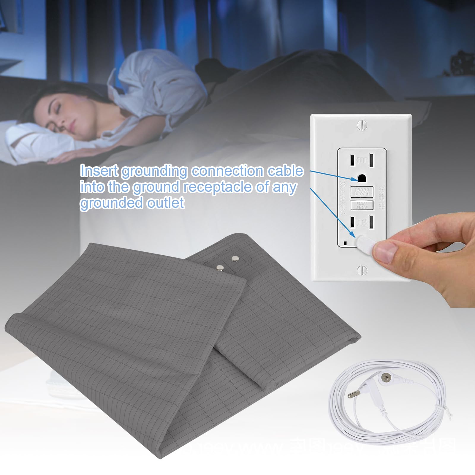 Grounding Mat for Bed, Grounding Sheets Blanket with Grounding Cord, Earthing Mat Grounding Pad - AB Mystery