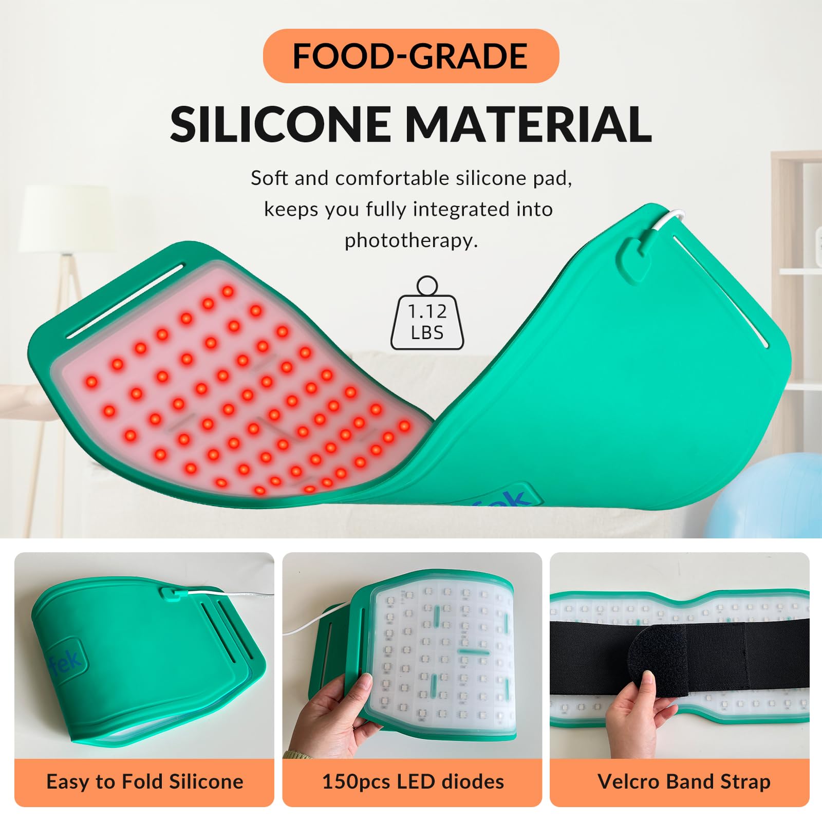 Dawfek Red Light Therapy Belt for Pain Relief Silicone Wearable Near Infrared Light Wrap Deep - AB Mystery