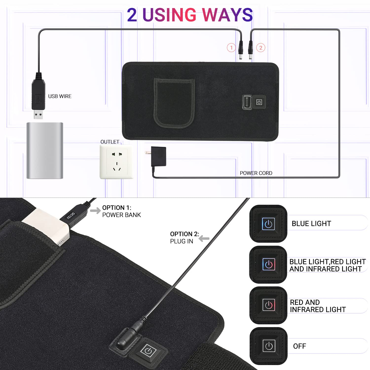 LPSAFP Red Light Therapy Belt for Body, Wearable Device with Blue, red and Near Infrared Light - AB Mystery