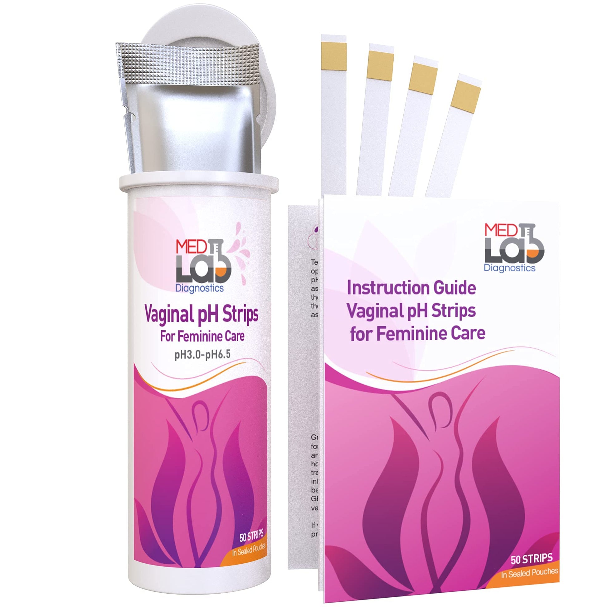 Vaginal ph Test Strips for Women(50 cnt). BV Bacterial Vaginosis and Yeast Infection Test Strips - AB Mystery