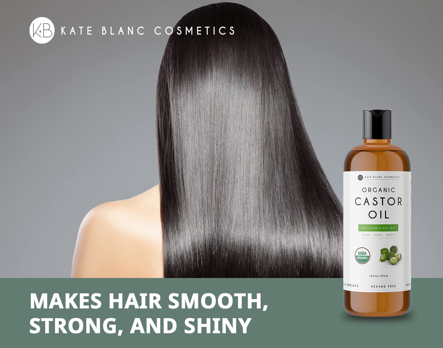 Kate Blanc Cosmetics Castor Oil 16oz - USDA Certified Organic. Cold-Pressed, 100% Pure - AB Mystery