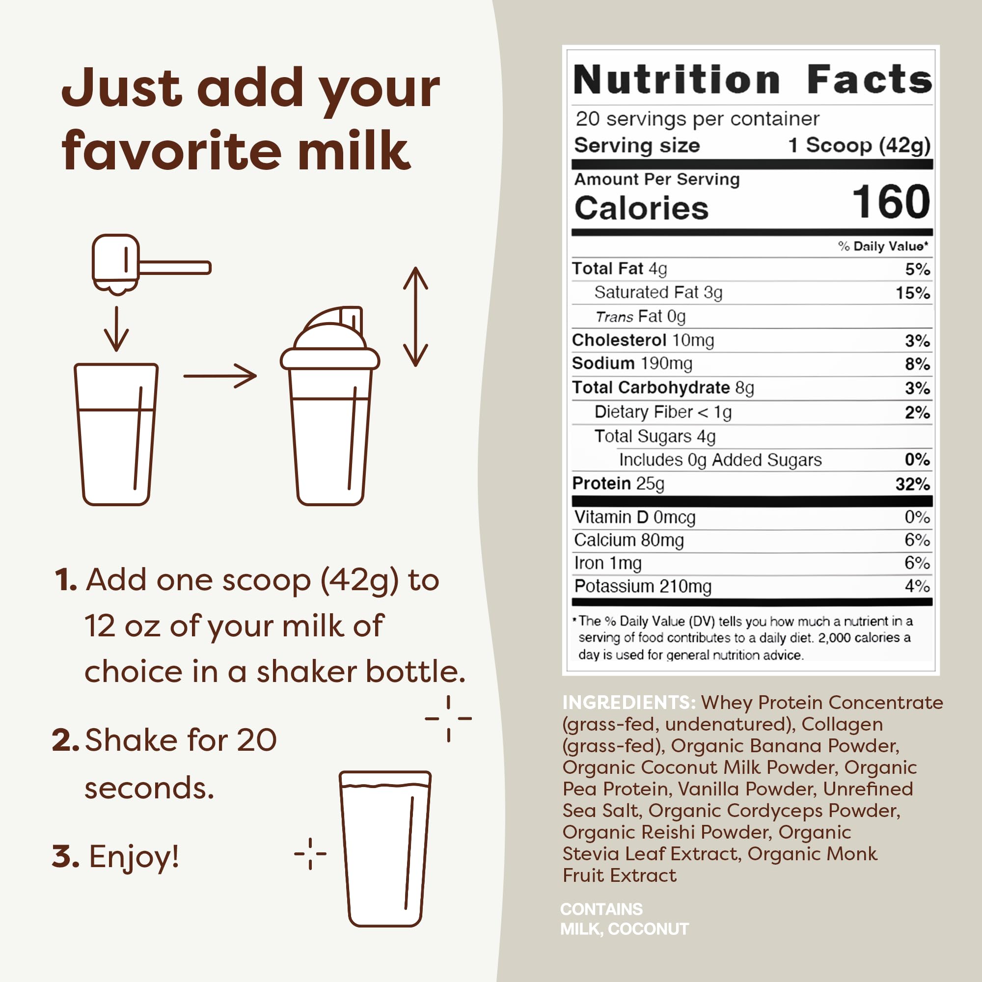 FlavCity Protein Powder Smoothie, Vanilla - 100% Grass-Fed Whey Protein - AB Mystery