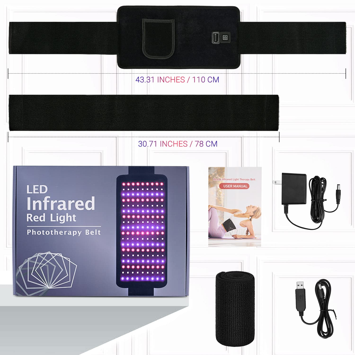 LPSAFP Red Light Therapy Belt for Body, Wearable Device with Blue, red and Near Infrared Light - AB Mystery