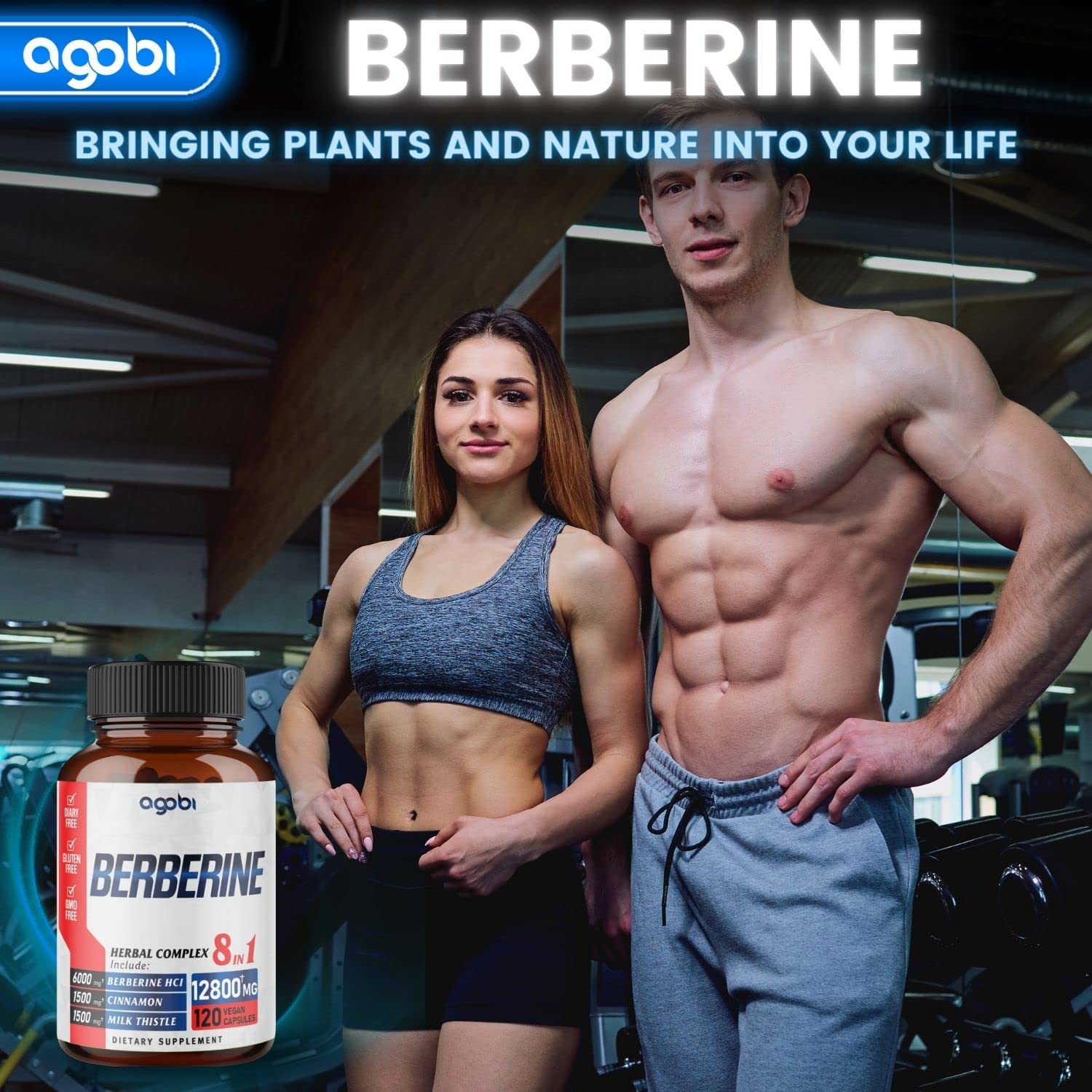 120 Capsules - Berberine Supplement 12800mg with Ceylon, Milk Thistle, Turmeric - AB Mystery