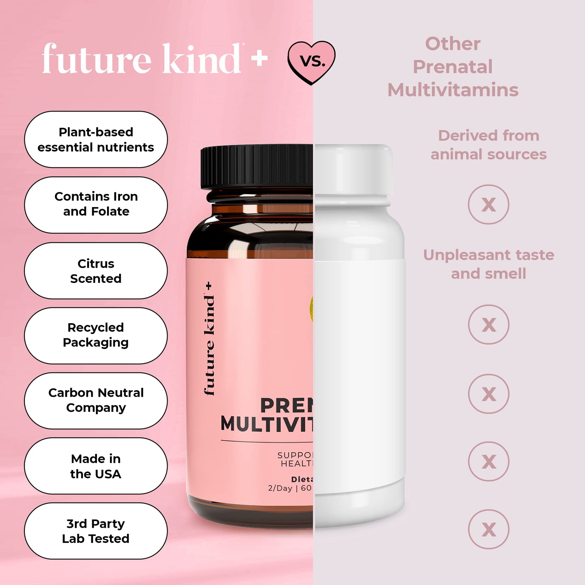 Future Kind Vegan Prenatal Vitamin - (60ct) Prenatal Vitamins with DHA & L-MethylFolate Future Kind
