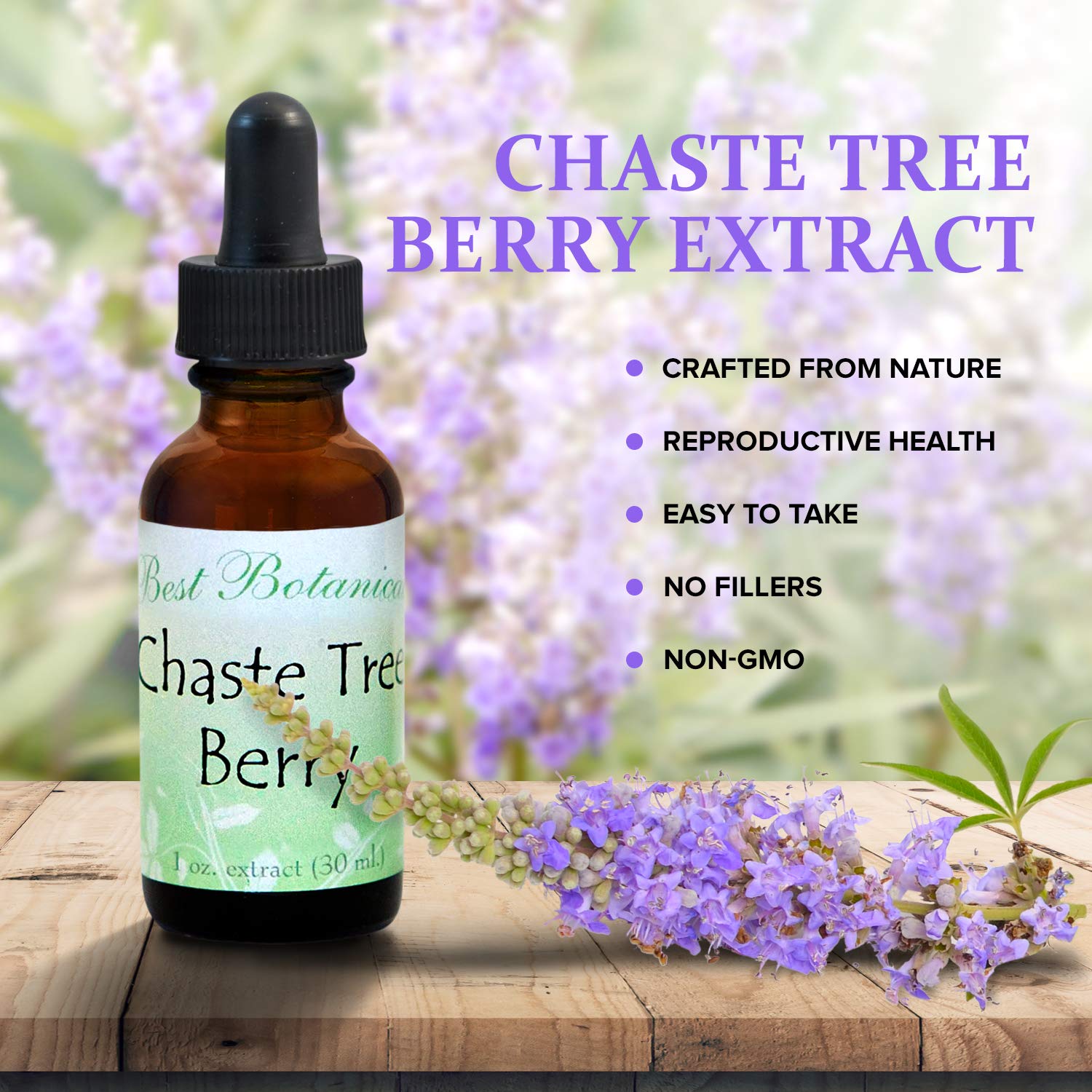 Best Botanicals Chaste Tree Berry Extract 1 oz. - AB Mystery