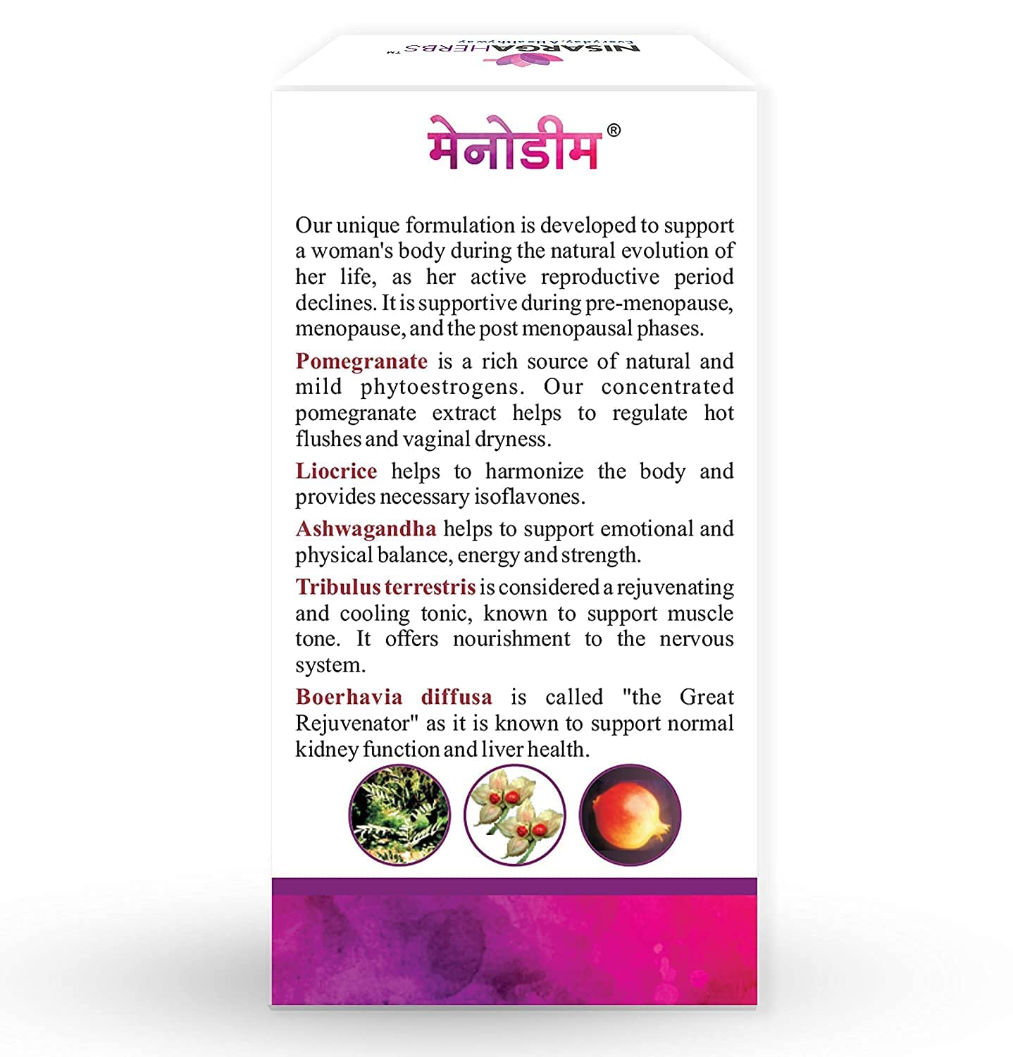 pub Nisarga Herbs Menodim, for Pre-Menopause Relief, Fatigue & Functional Imbalance Support - AB Mystery