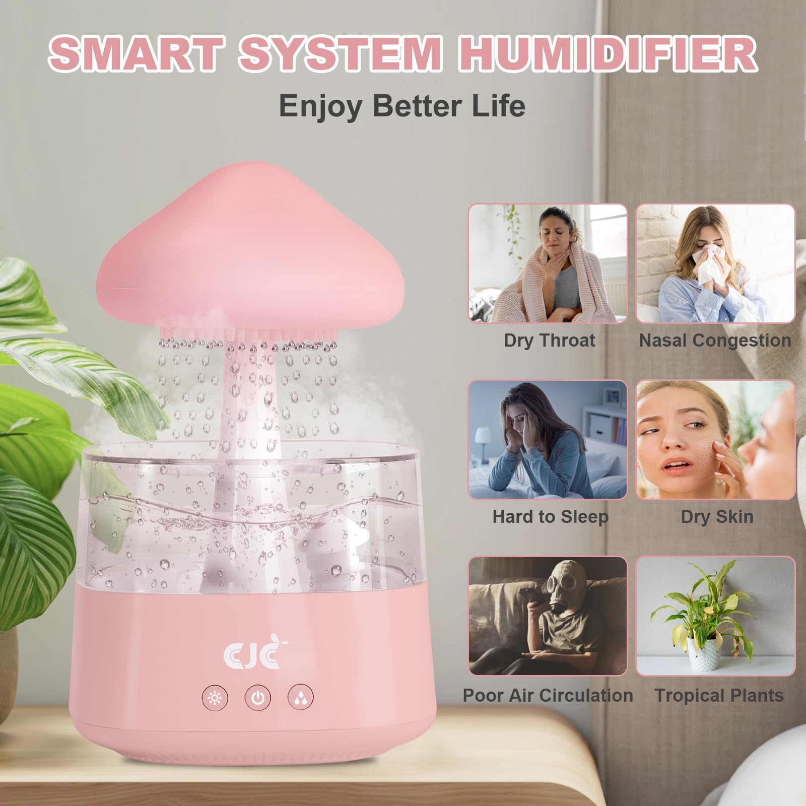 Humidifiers for Bedroom, 7 Color-Changing Led Night Lights, Aromatherapy Essential Oil - AB Mystery