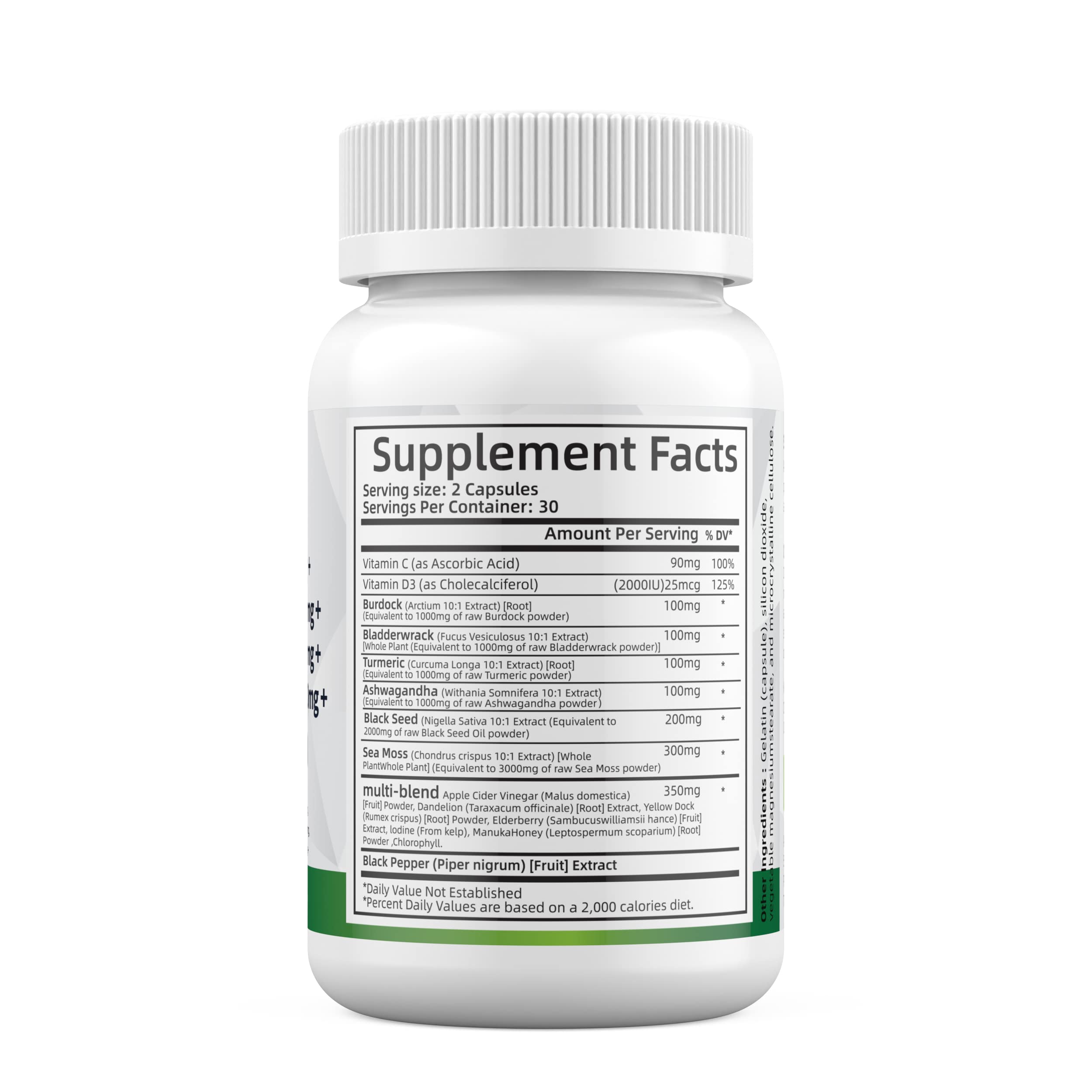 Sea Moss 3000mg Black Seed Oil 2000mg Ashwagandha 1000mg Turmeric 1000mg - AB Mystery