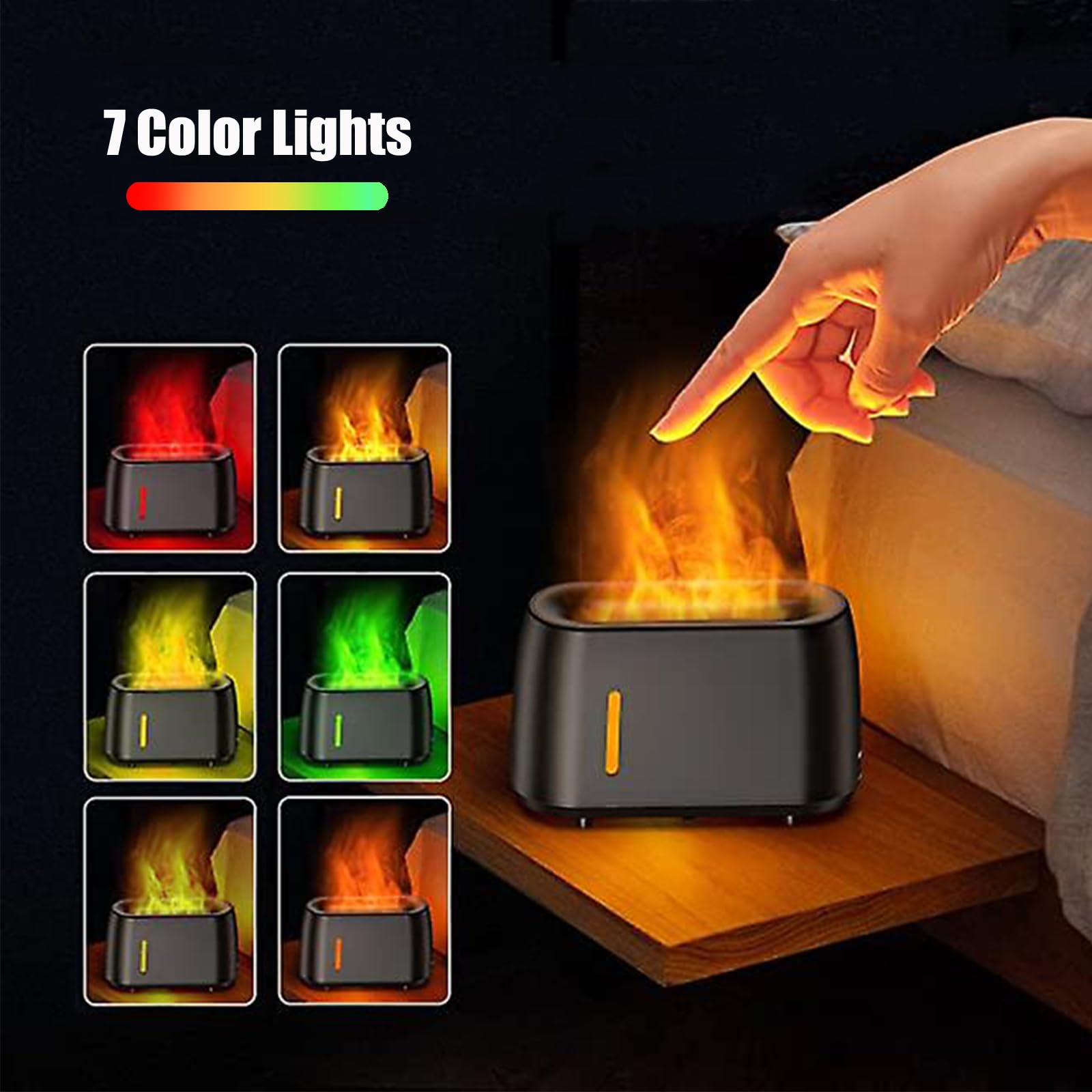 Flame Diffuser Humidifier 240ML for Essential Oils, Smart Timing with 7 Changeable Colors, Dual Mist - AB Mystery