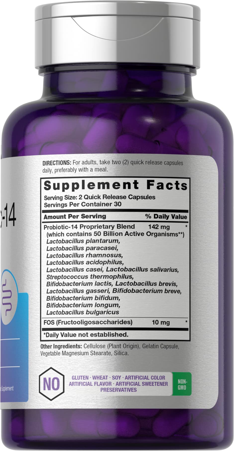 Horbäach Probiotics with Prebiotics | 60 Capsules | 50 Billion Active Organisms | Non-GMO - AB Mystery