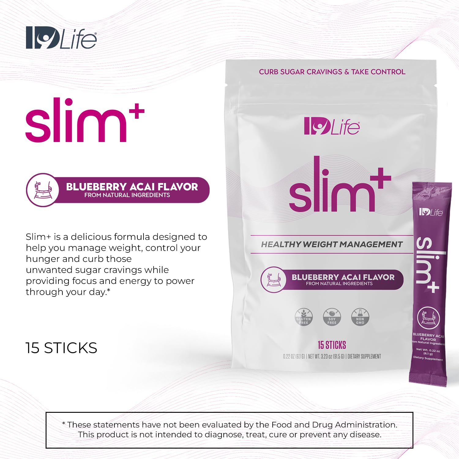 IDLife Slim+ - Weight Management Supplement - Easy to Prepare Delicious Blueberry Acai - AB Mystery