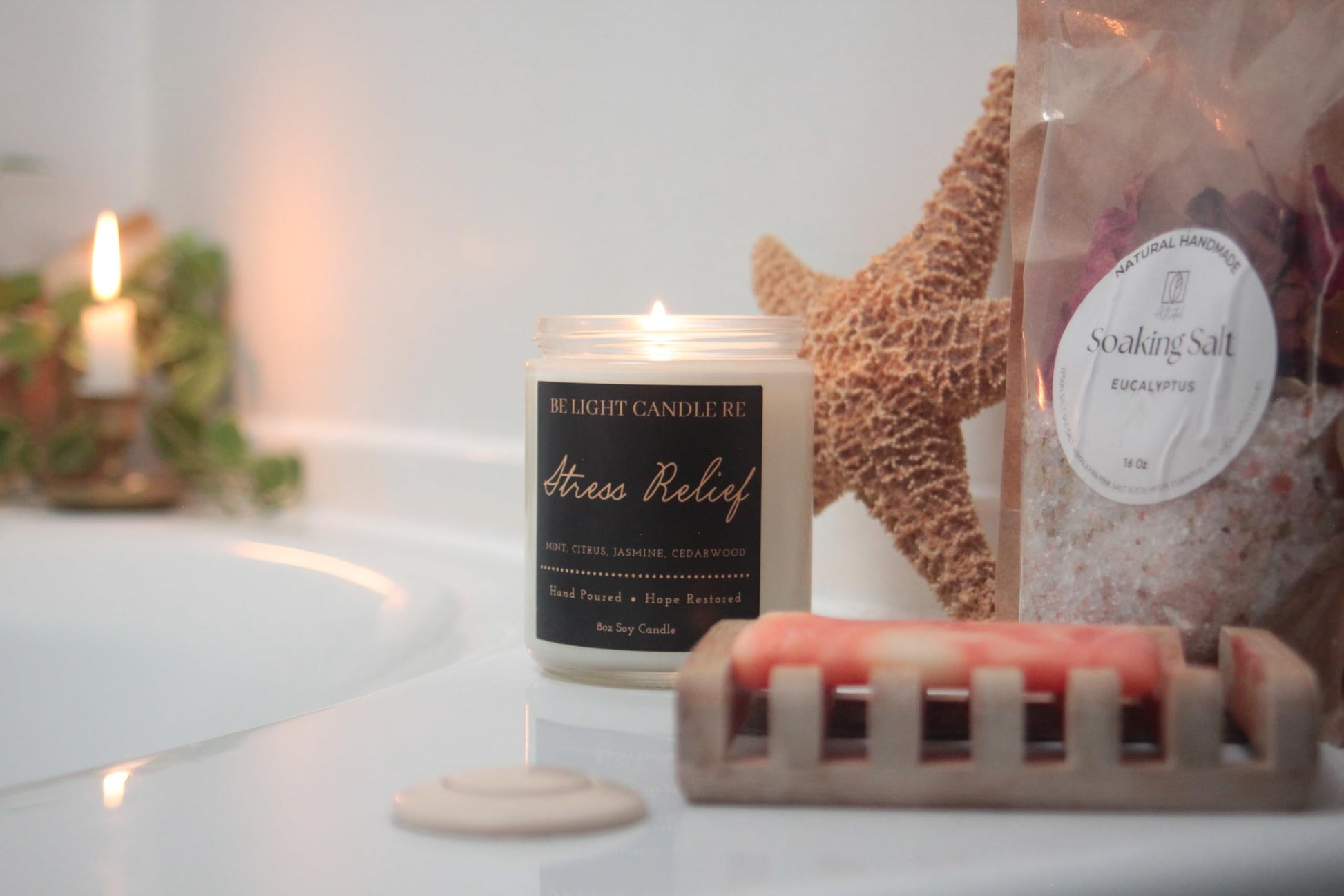 Stress Relief Candle | Purpose-Driven Soy Candles | Scented Candle for Home | 8oz Long Lasting Candle - AB Mystery