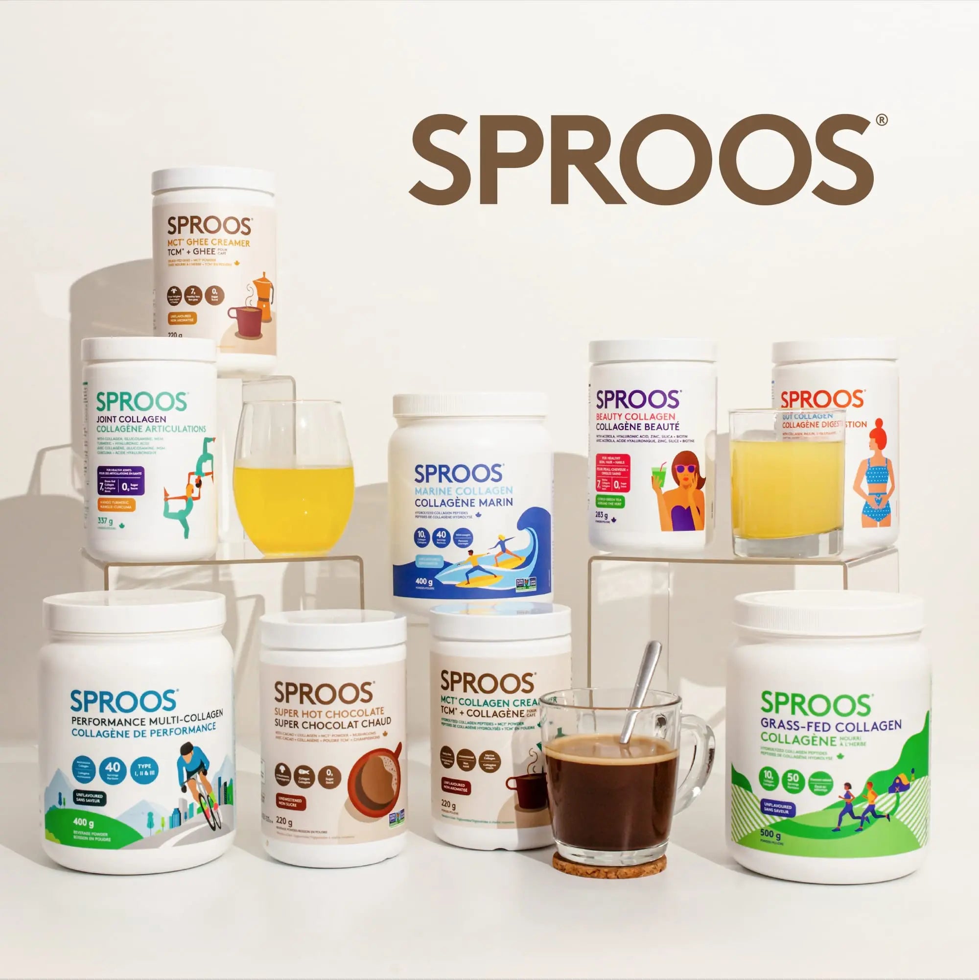 SPROOS - MCT Collagen Creamer - Beverage Powder - Hydrolised Collagen Peptides & MCT Powder - Healthy Fats SPROOS