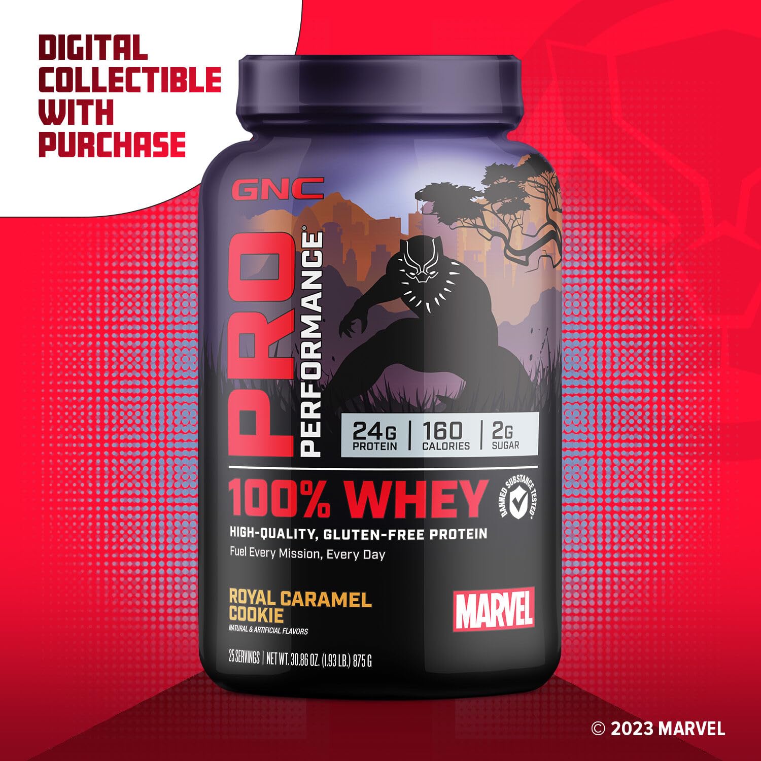 GNC Pro Performance 100% Whey - Marvel: Royal Caramel Cookie - 25 Servings - AB Mystery