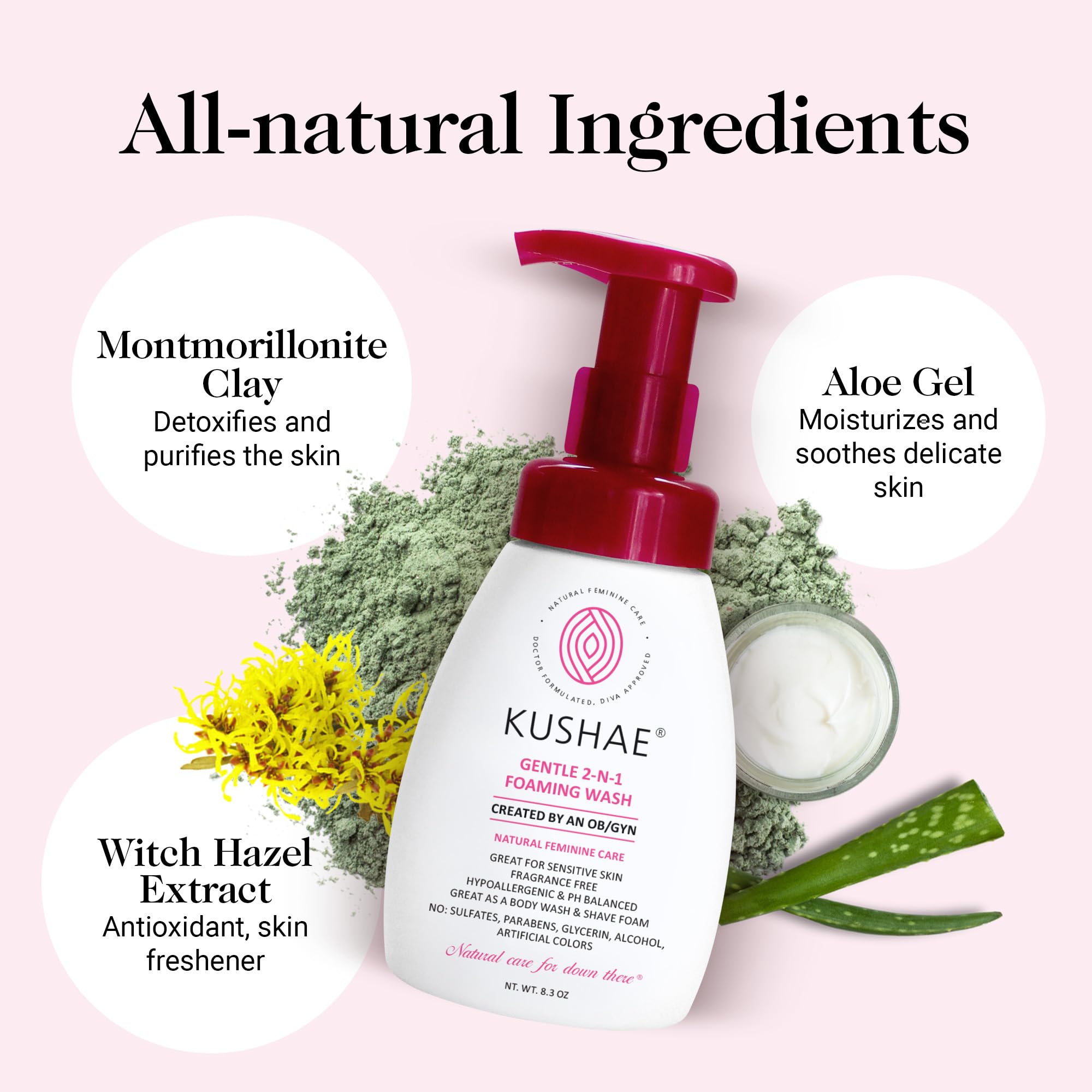 Kushae Gentle 2-in-1 Foaming Wash, pH Balance Feminine Wash for Optimal Hygiene - AB Mystery