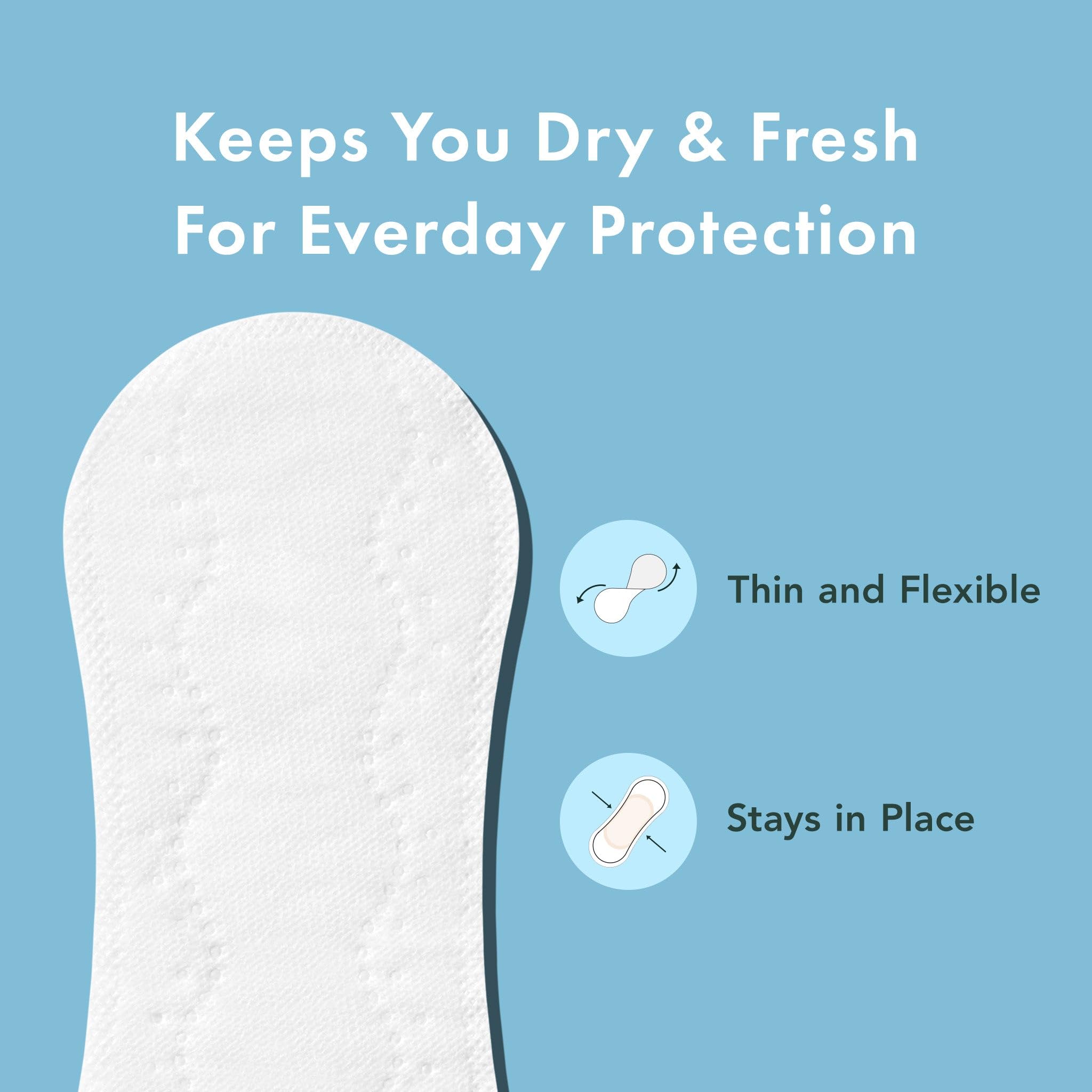 Rael Panty Liners for Women, Organic Cotton Cover - Thin Pantiliners, Light Absorbency, Unscented - AB Mystery