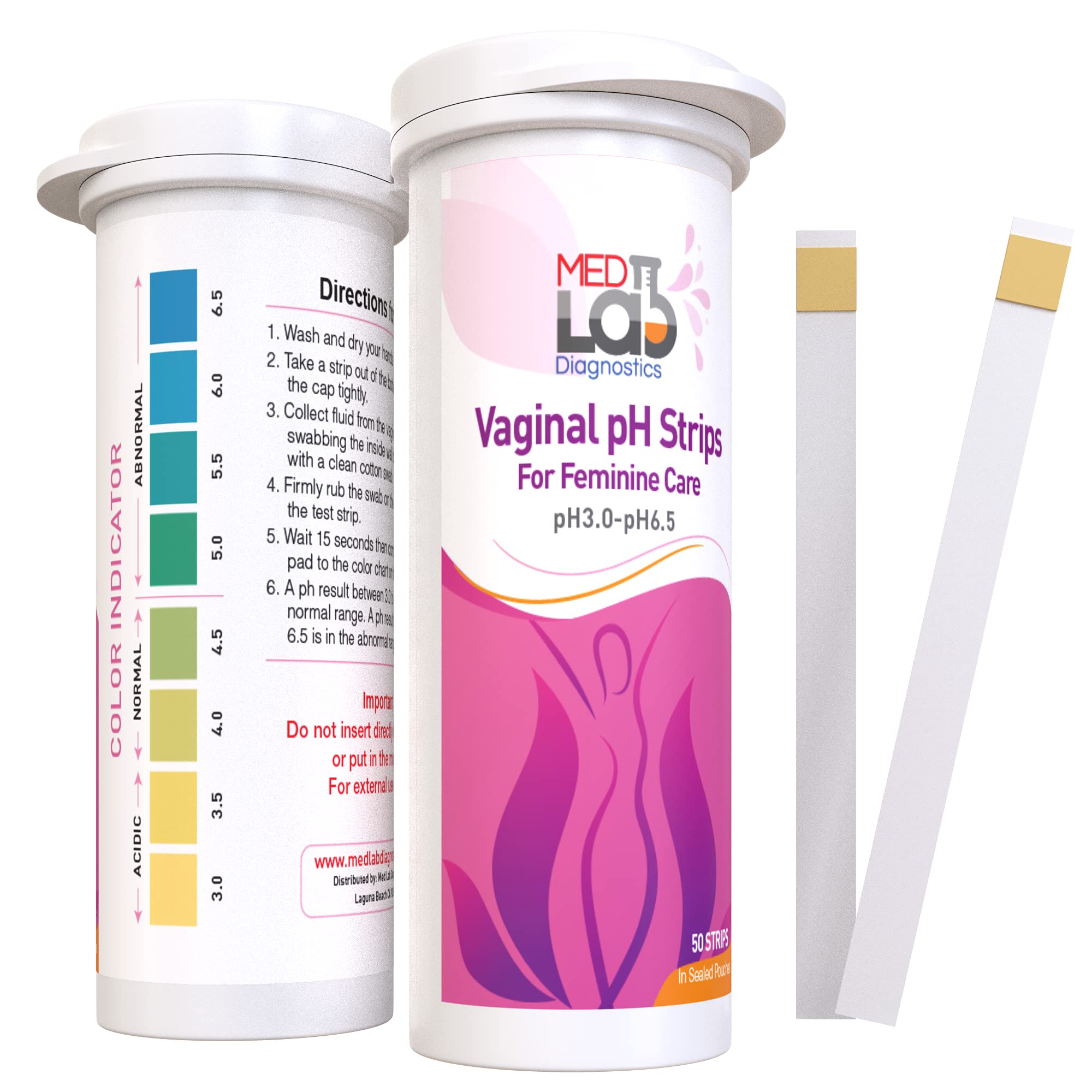 Vaginal ph Test Strips for Women(50 cnt). BV Bacterial Vaginosis and Yeast Infection Test Strips - AB Mystery