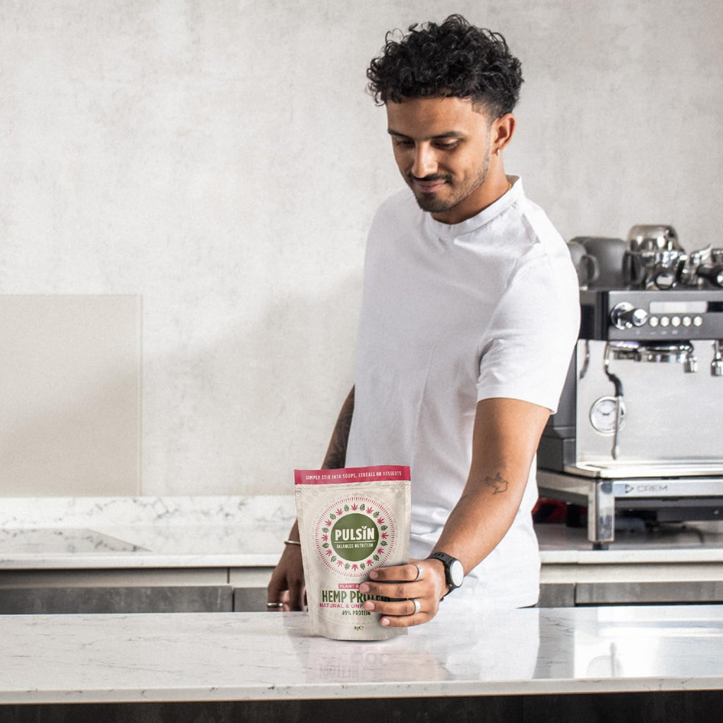 Pulsin - Natural Unflavoured Vegan Hemp Protein Powder - 1kg - 4.9g Protein, 0.4g Carbs, 35 Kcal Per Serving Pulsin