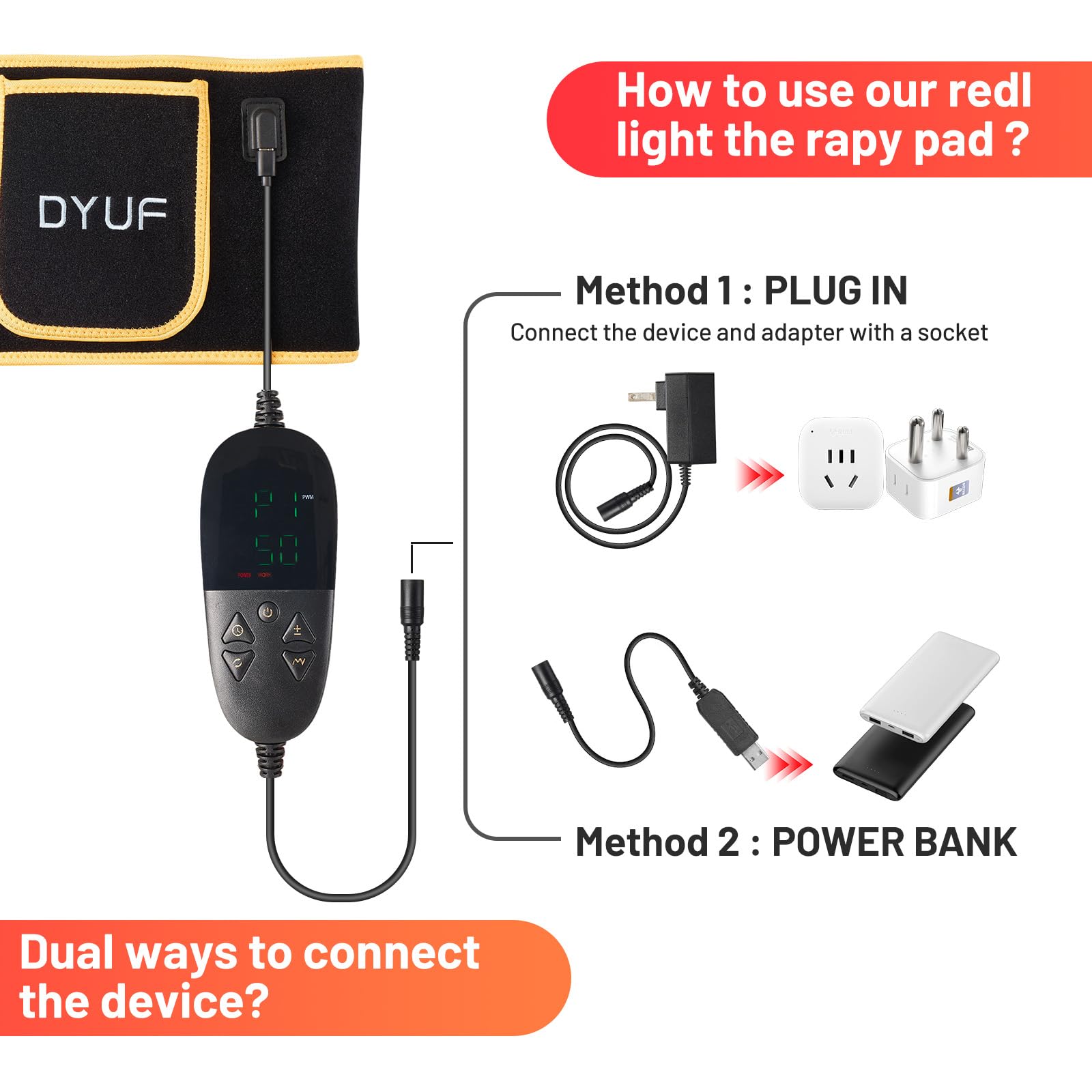Red Light Therapy Belt DYUF Infrared Light Therapy : Muscle Recovery, Pain Relief, and Healing Device - AB Mystery