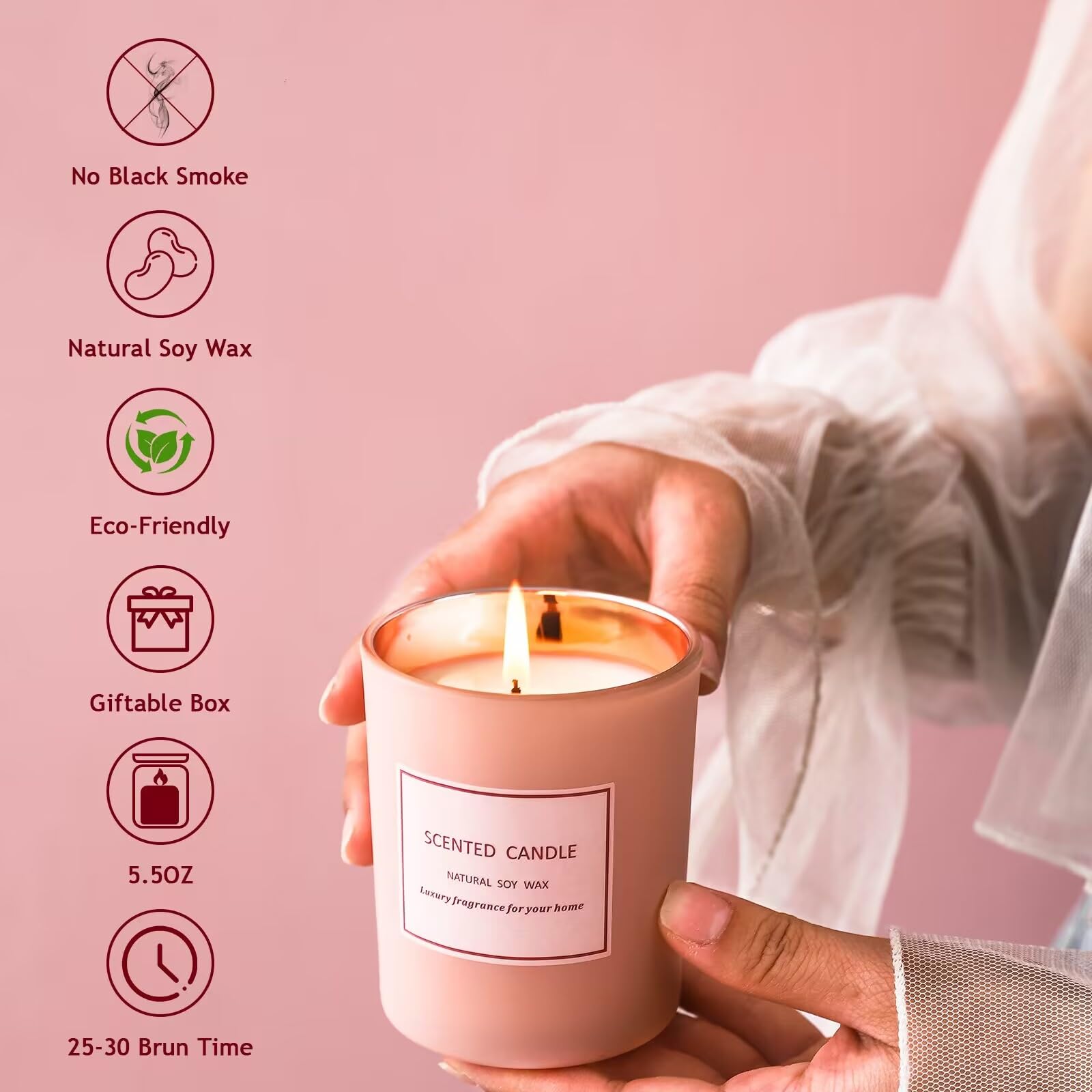 POWSHELF Scented Candle Gifts for Women, Bathroom Decor Candle for Home Scented, 5.5 Oz Jar - AB Mystery