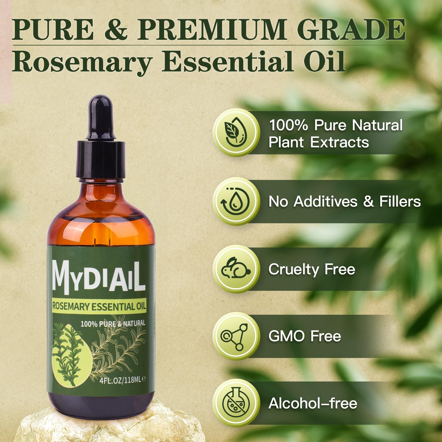 MYDIAIL Rosemary Essential Oil 4oz Pure Rosemary Oil 100% Natural Premium Essential Oil - AB Mystery
