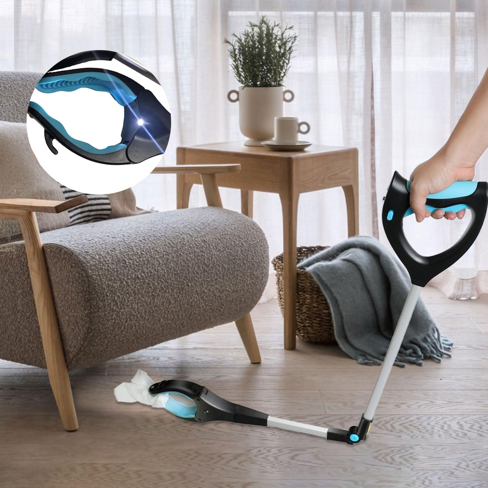 Grabber Reacher Tool, 32" Pick Up Stick Grabber with LED for Elderly and Lightweight Trash Picker - AB Mystery