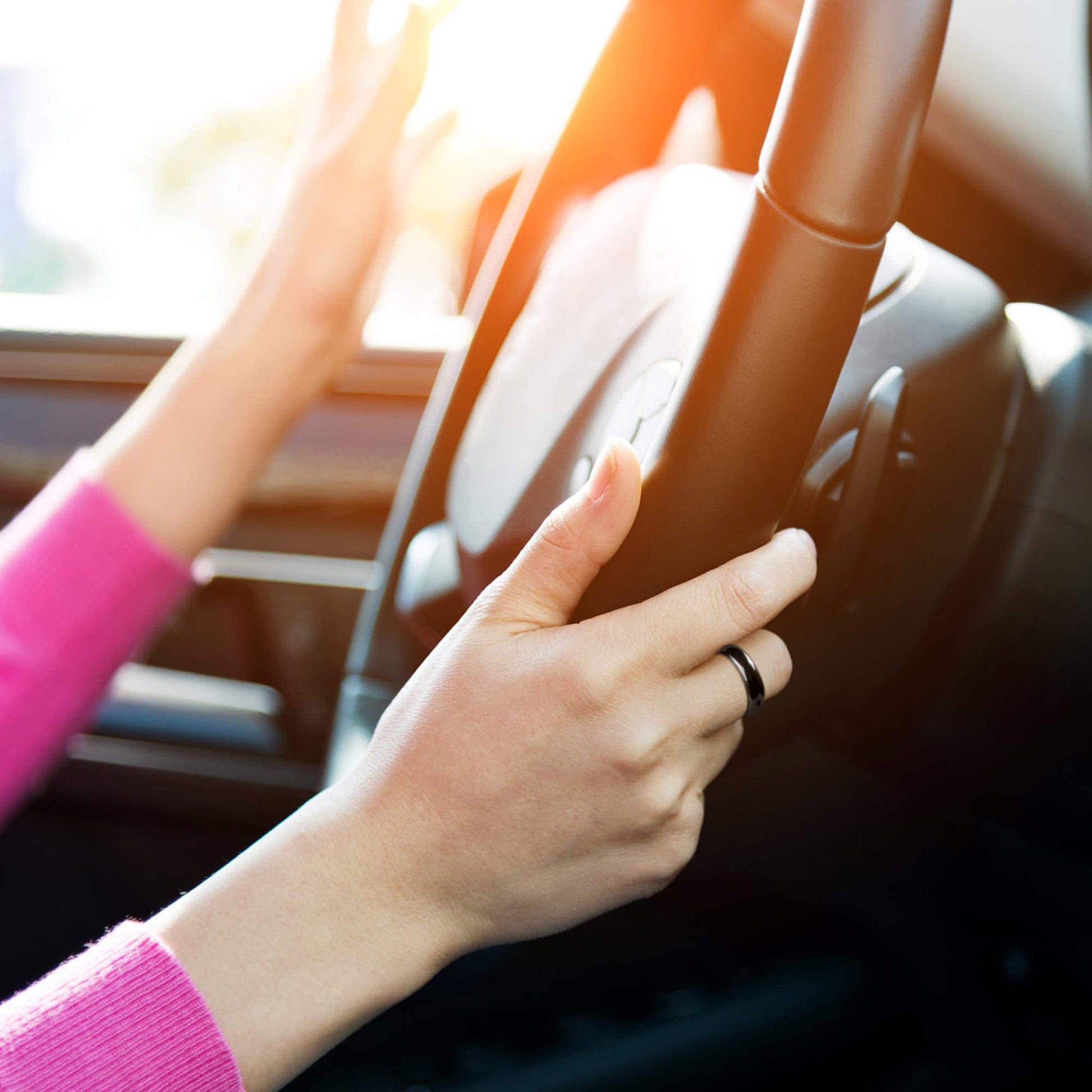 2PCS Genuine Hematite Ring for Women Men Unisex, Black Hematite Stone Ring Anxiety Balance - AB Mystery