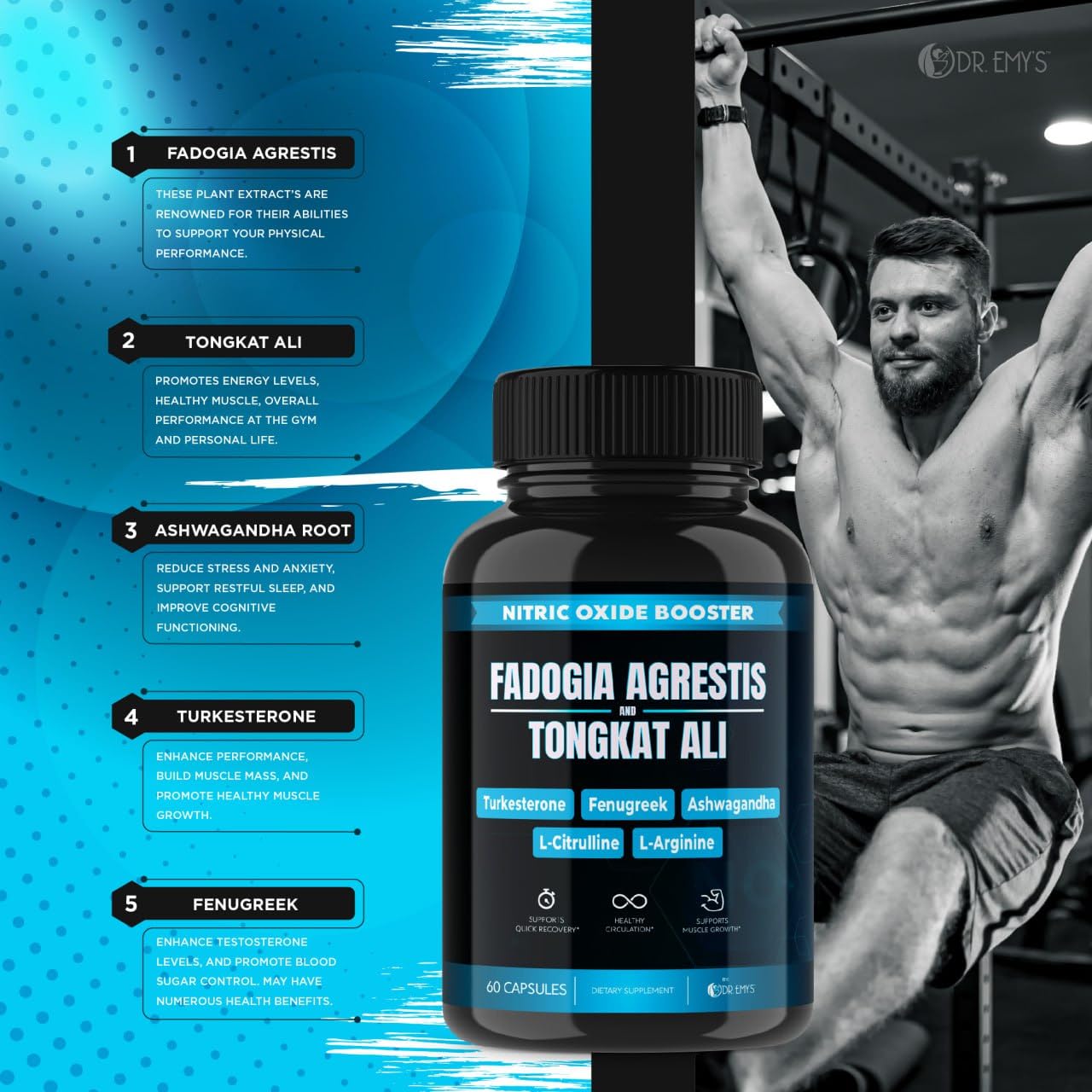 (2 Pack) Tongkat Ali Fadogia Agrestis Nitric Oxide Ashwagandha Supplement for Men