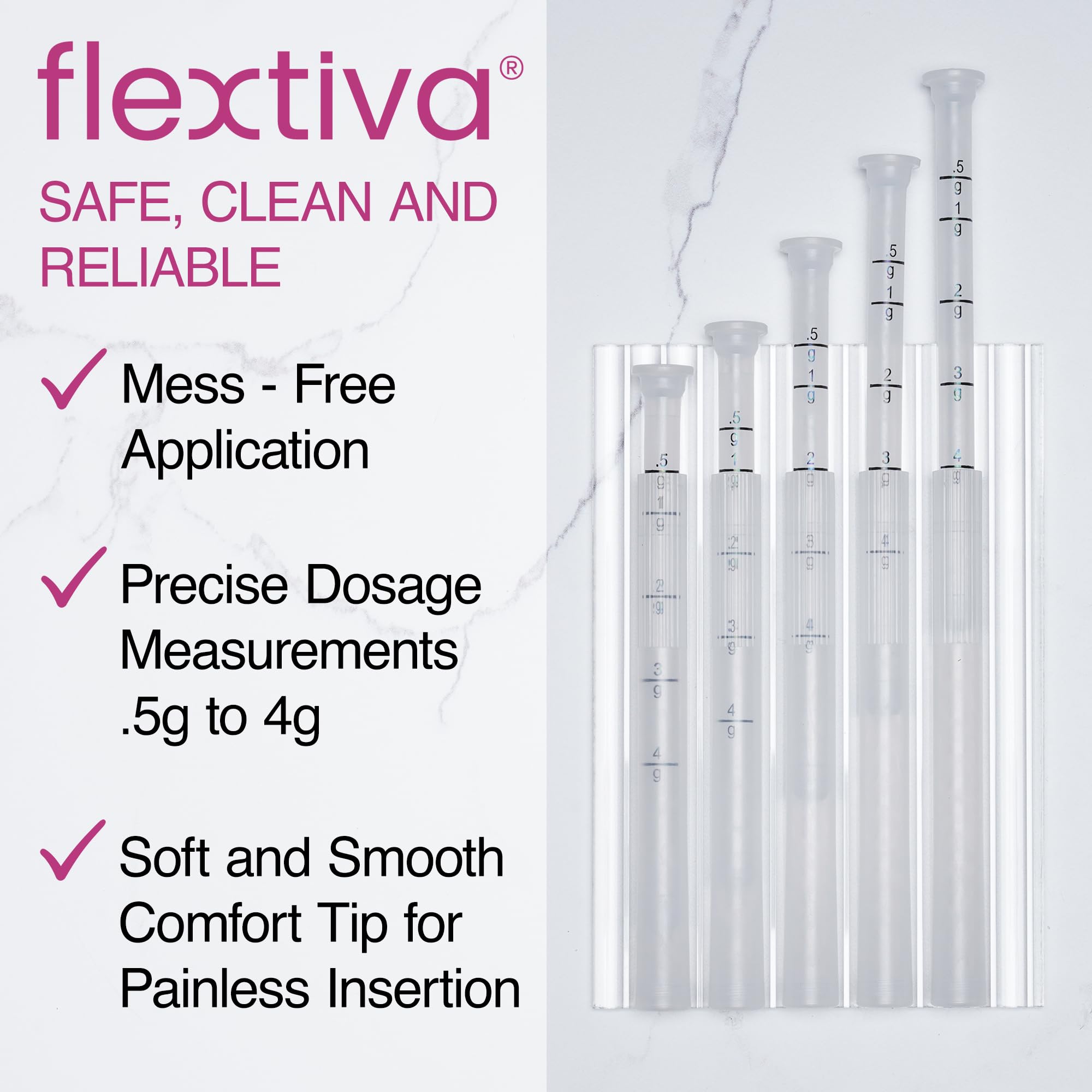 Flextiva Disposable Plastic Vaginal Cream Applicators - Threaded End to Fit OTC Gel or Cream Products - AB Mystery