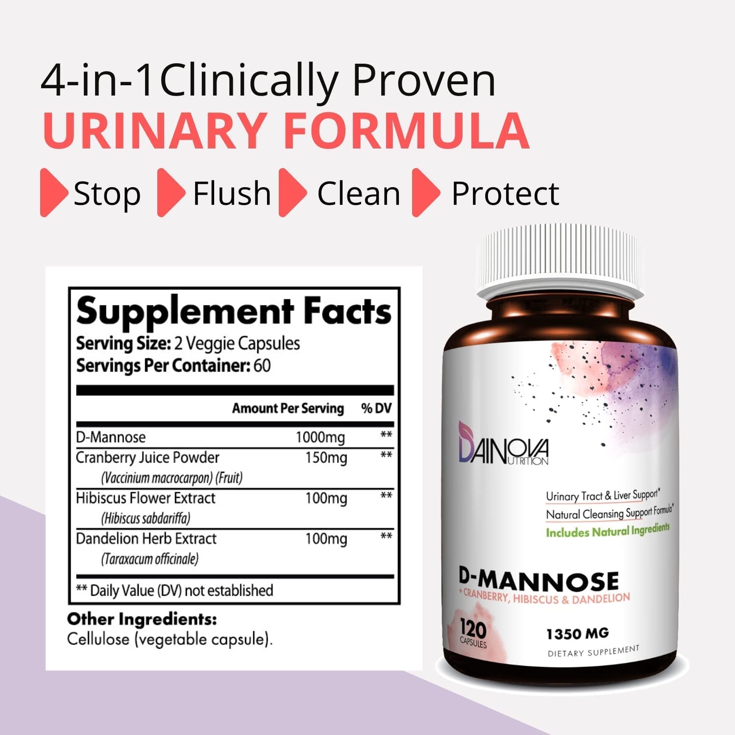 Dainova Nutrition D Mannose Capsules and Probiotics for Women Bundle I Urinary Tract - AB Mystery