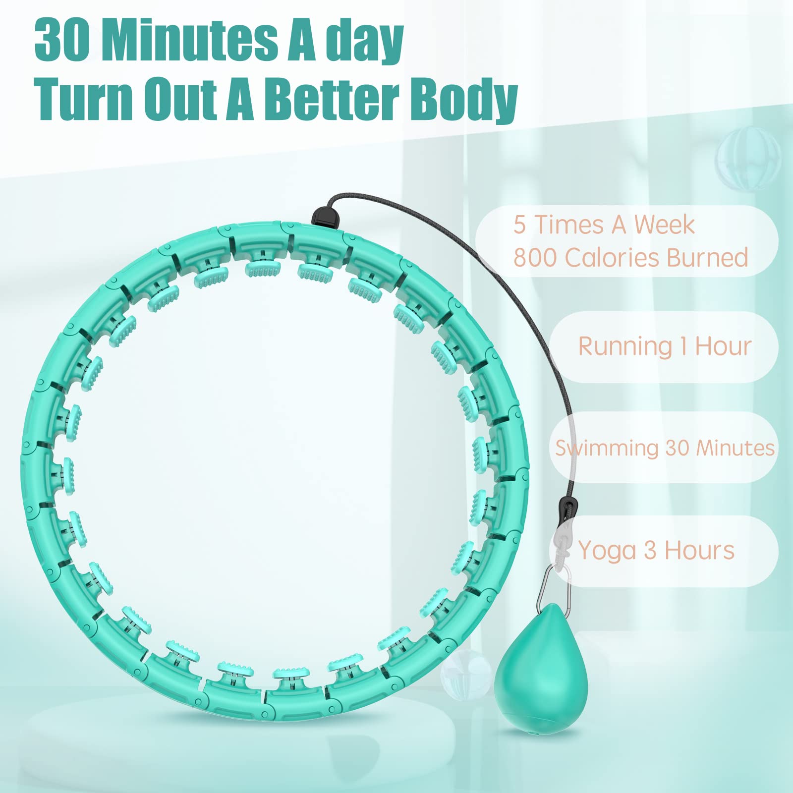 OurStarry 32 Knots Weighted Workout Hoop Plus Size, Smart Waist Exercise Ring - AB Mystery