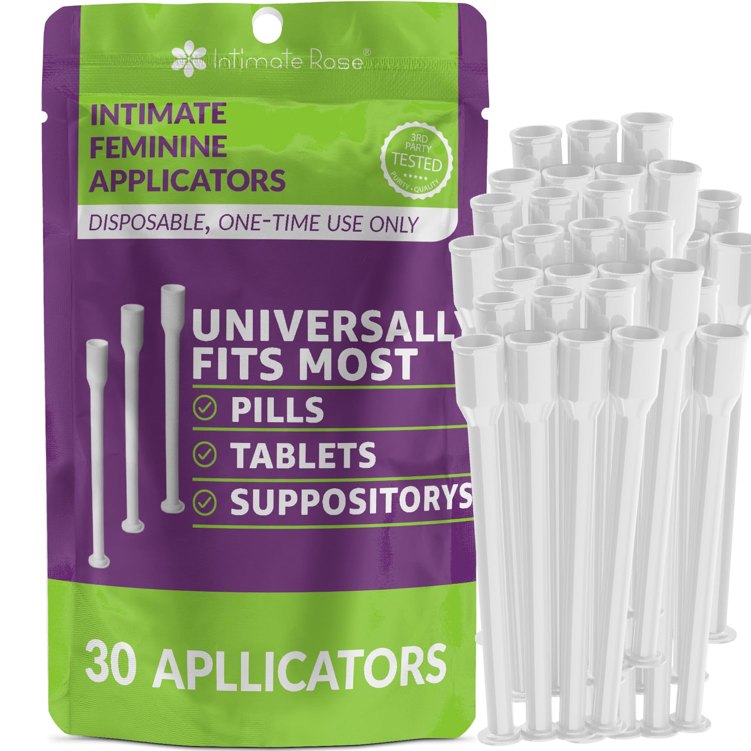 Intimate Rose Save 10% on Boric Acid Vaginal Suppositories - 30 Count (600mg) + 30 Applicators - AB Mystery