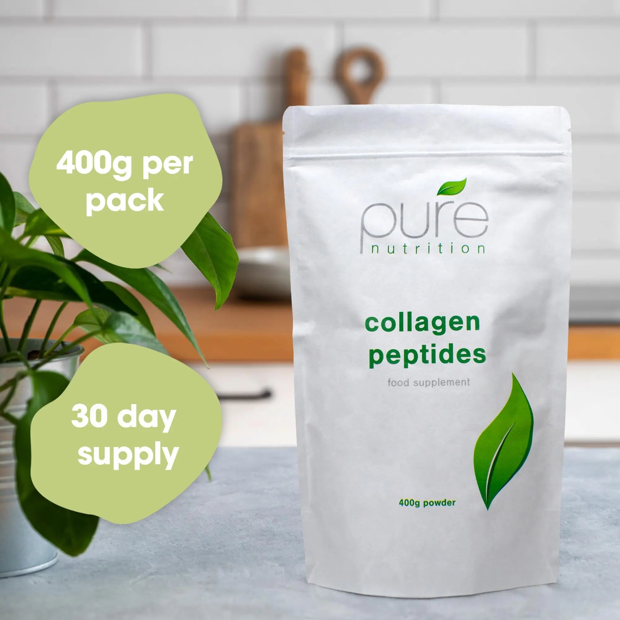 Pure Collagen Powder, Bovine Collagen Peptides Powder by Pure 400g - AB Mystery