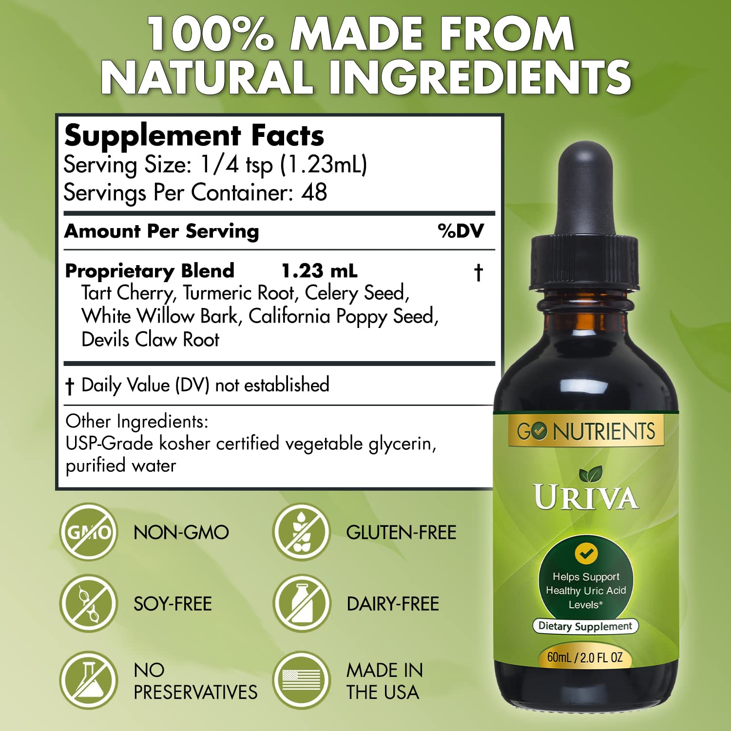 Go Nutrients Uriva Advanced Uric Acid Flush Cleanse with Tart Cherry Extract Celery Seed Extract Turmeric - AB Mystery