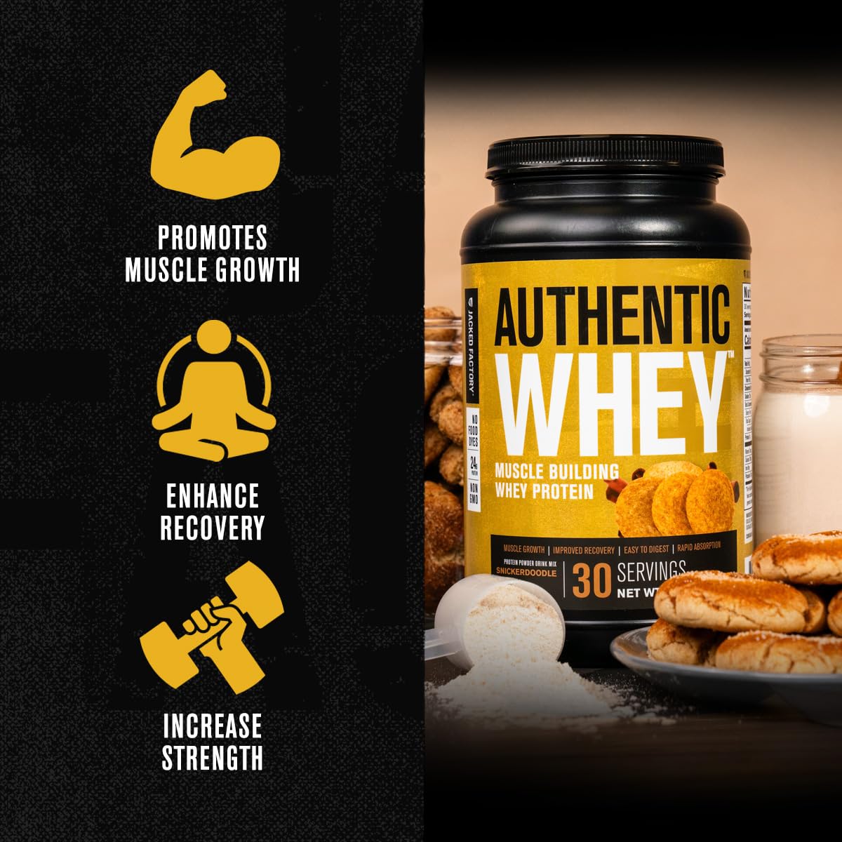 Jacked Factory Authentic Whey Muscle Building Whey Protein Powder - Low Carb - AB Mystery