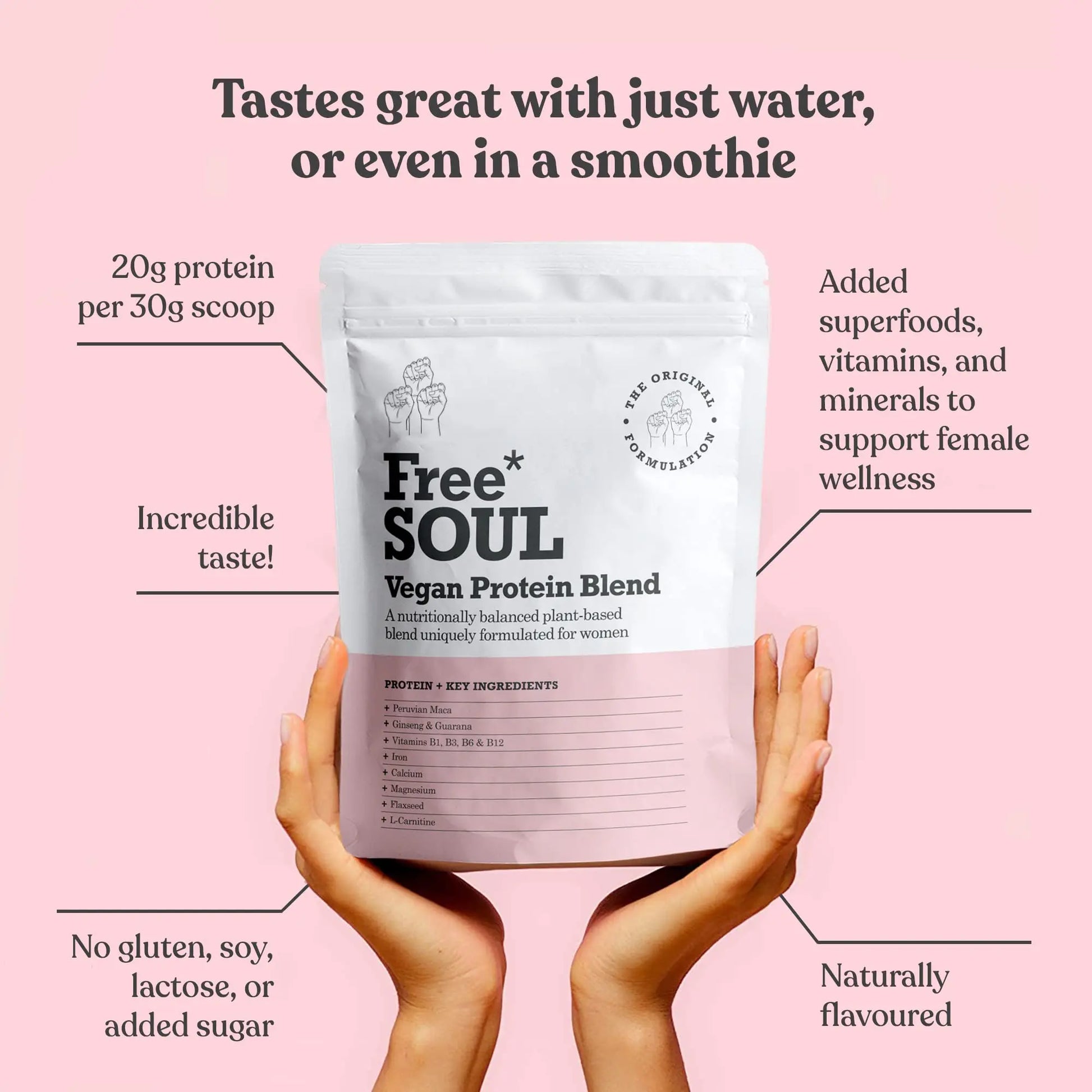 Free Soul Vegan Protein Powder | Formulated for Women | 600g | 20g Protein Free Soul