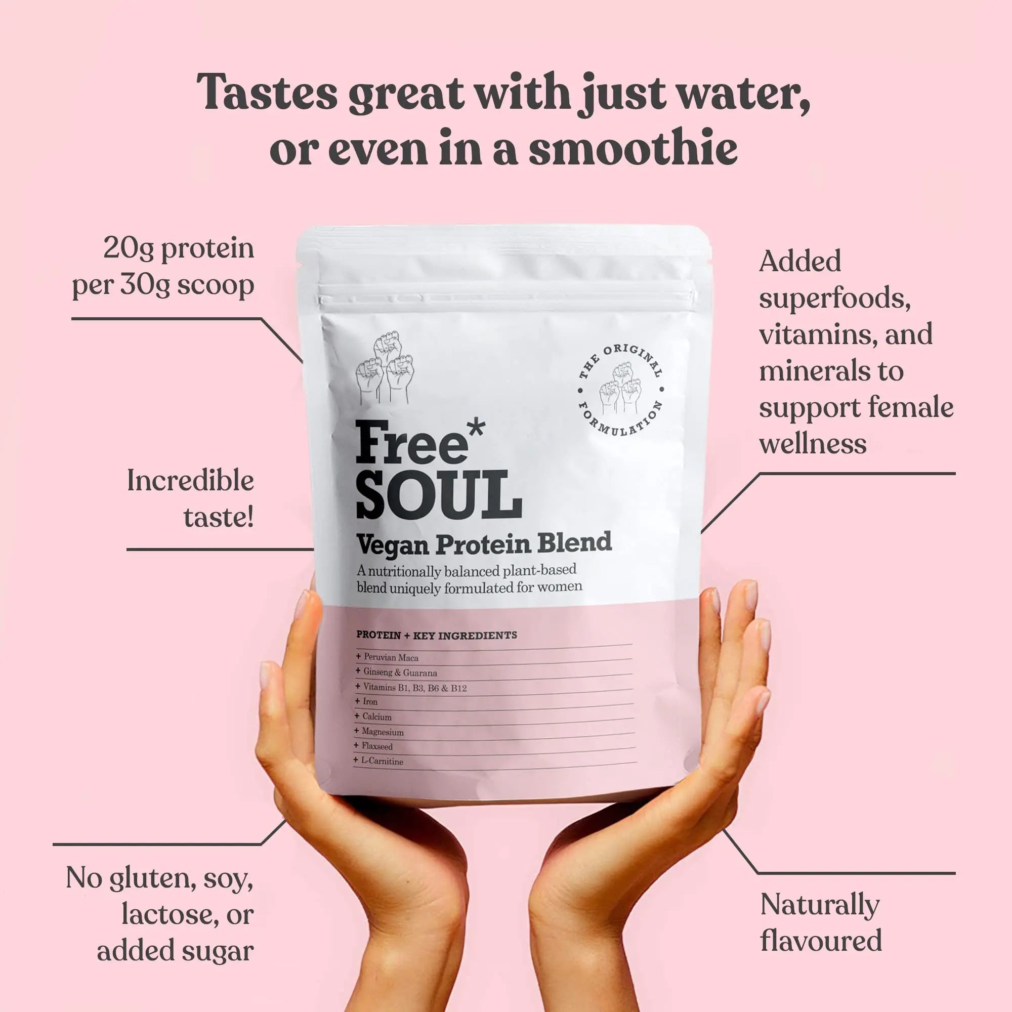 Free Soul Vegan Protein Powder | Formulated for Women | 600g | 20g Protein Free Soul