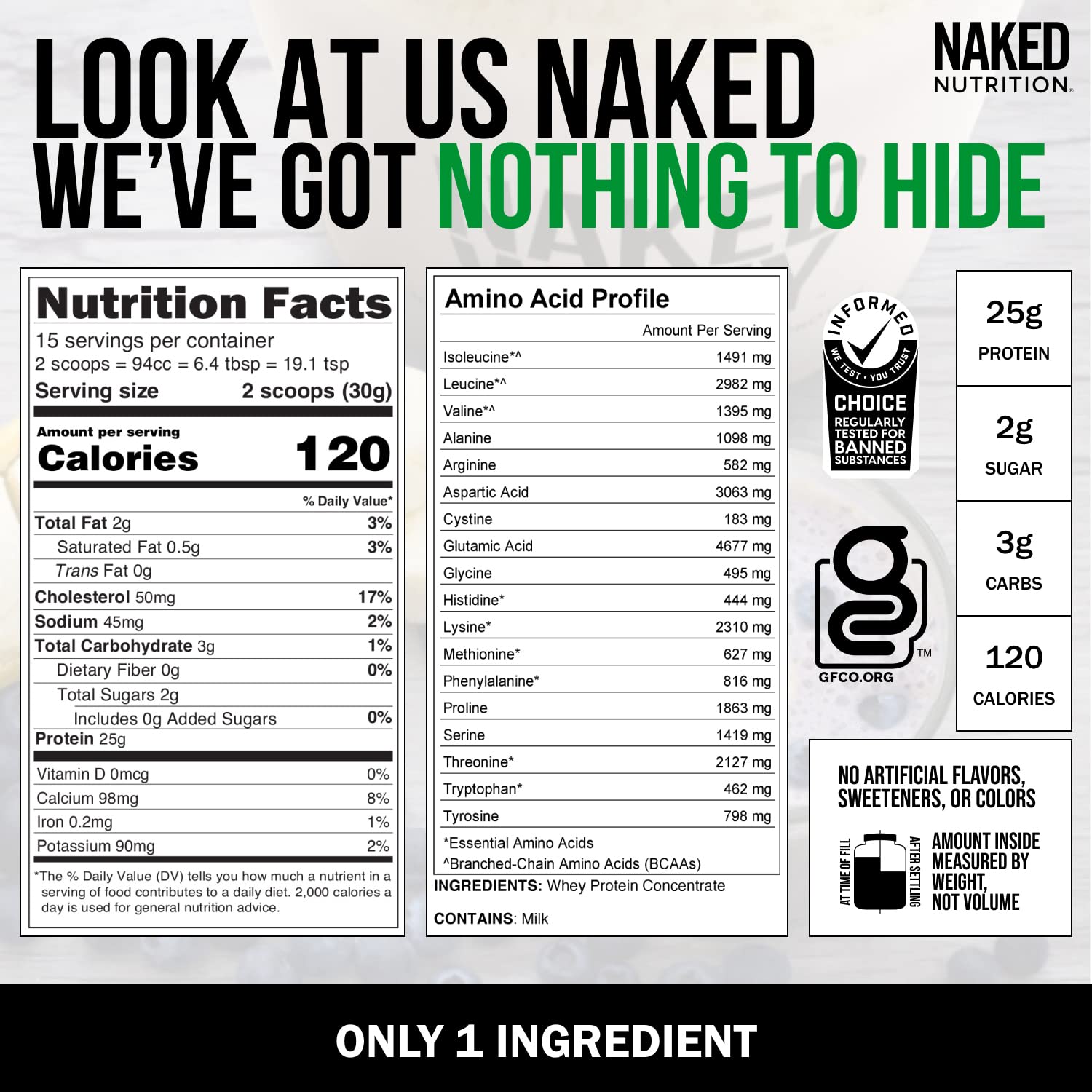 Naked Nutrition Naked Whey 1Lb - Only 1 Ingredient, Grass Fed Whey Protein Powder - AB Mystery
